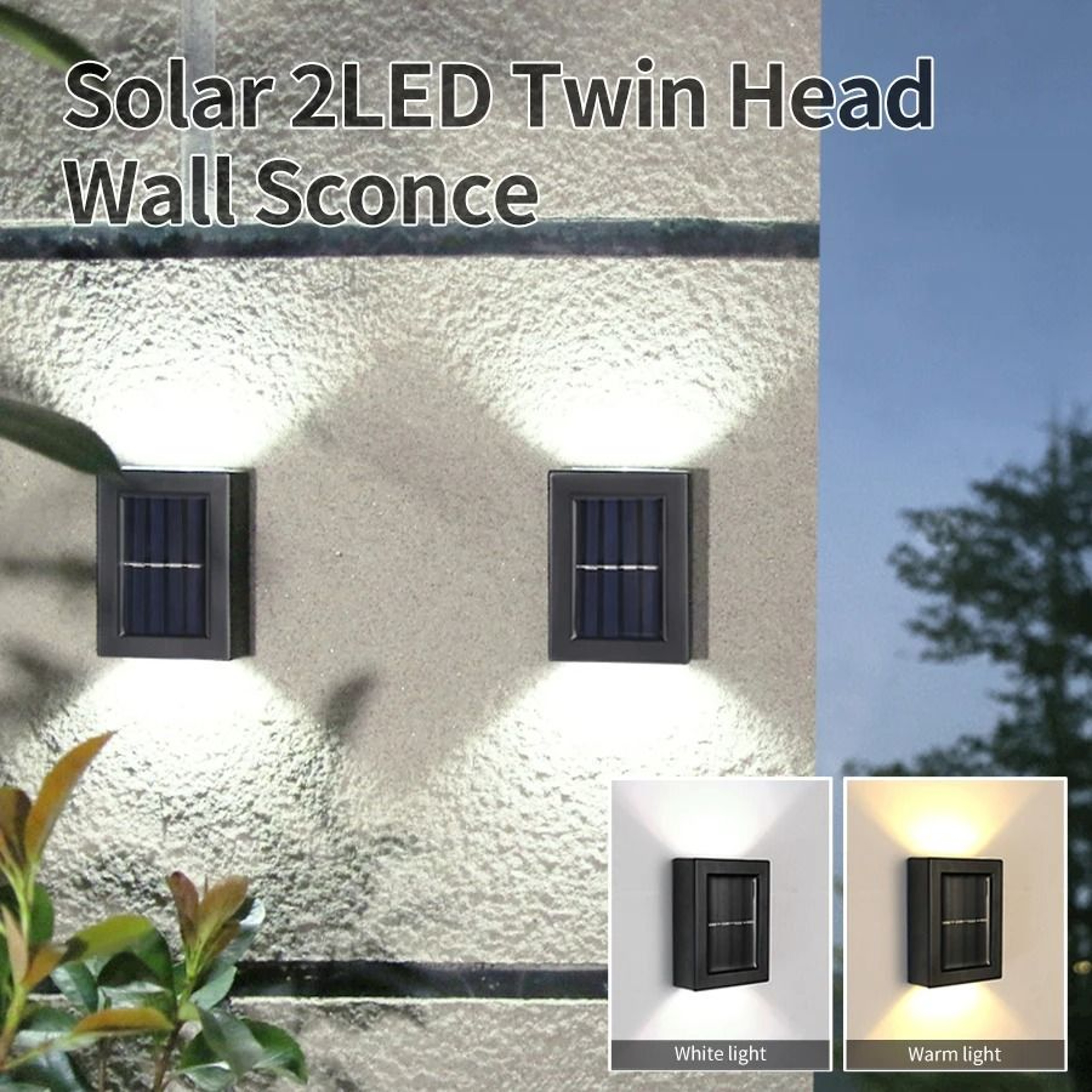 Solar Up And Down Outdoor Wall Light Dual Beam Waterproof Spot Lamp Balcony Garden Porch Street Dec 5