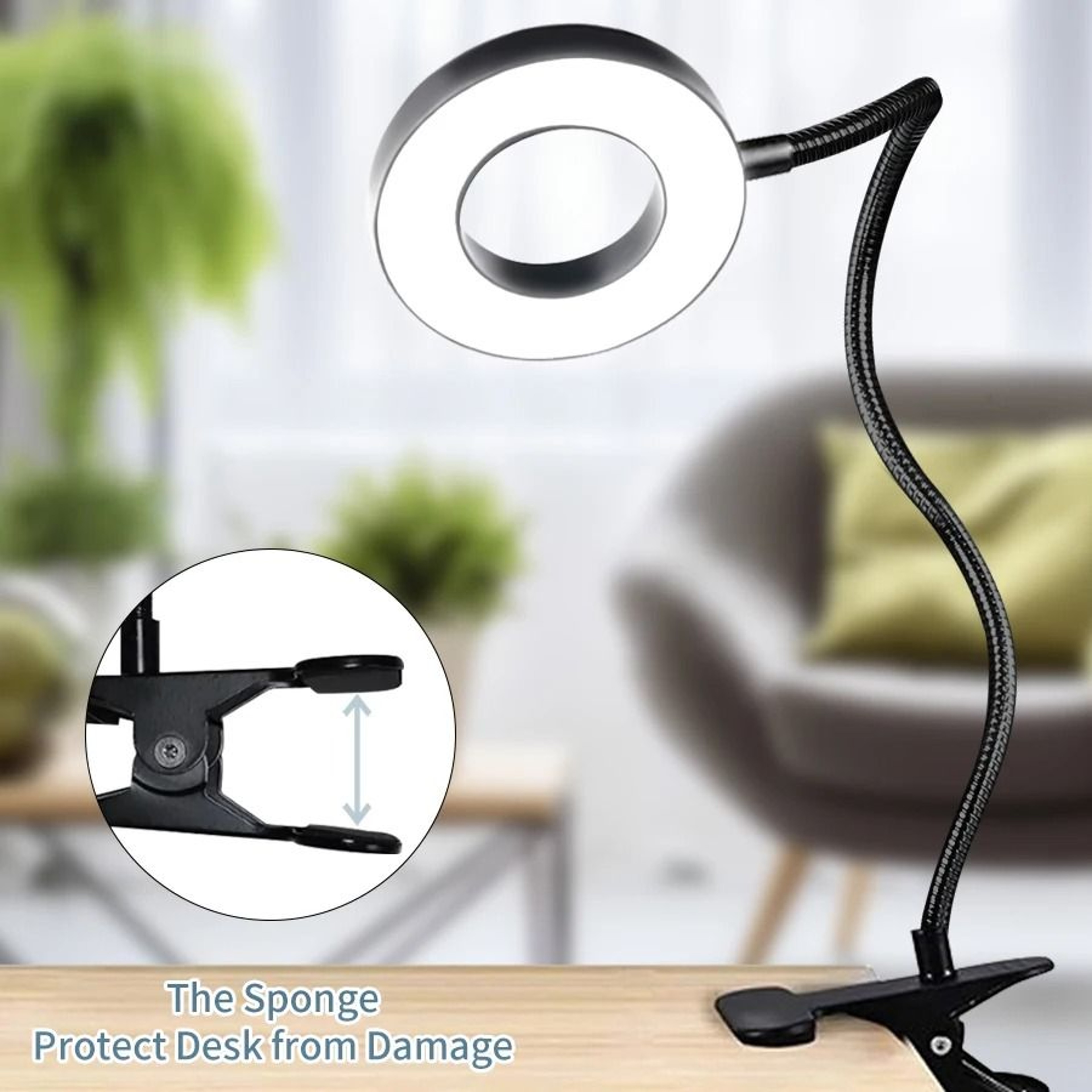 USB Foldable Clip On Desk Lamp 48 LED 360 Degree Flexible Gooseneck 3 Level Dimming Reading Table L 3