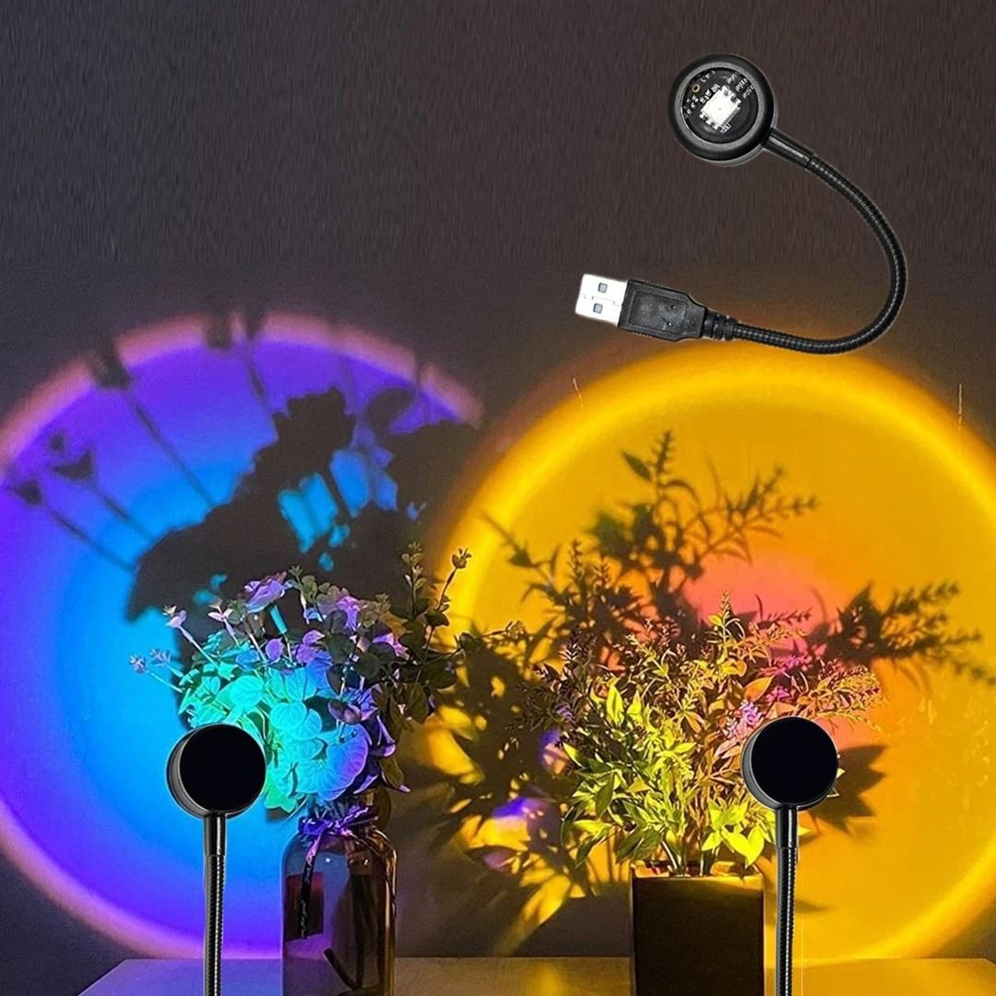 USB Sunset Atmosphere Projection Lamp Rainbow Night Light Rotating Halo Projector For Photography W 1
