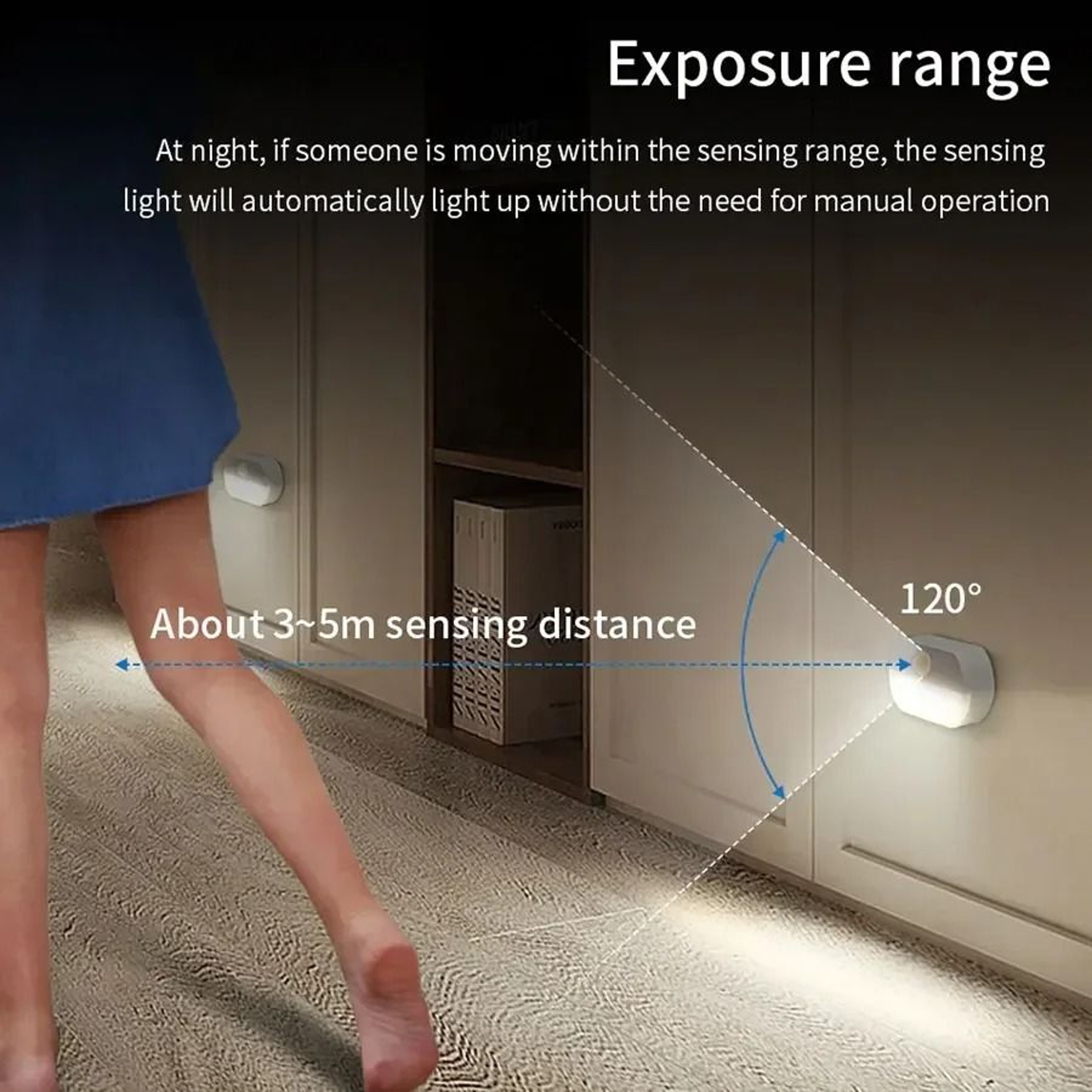 Motion Sensor LED Cabinet Light Wireless USB Rechargeable Bedside Night Light For Closet Bedroom St 5