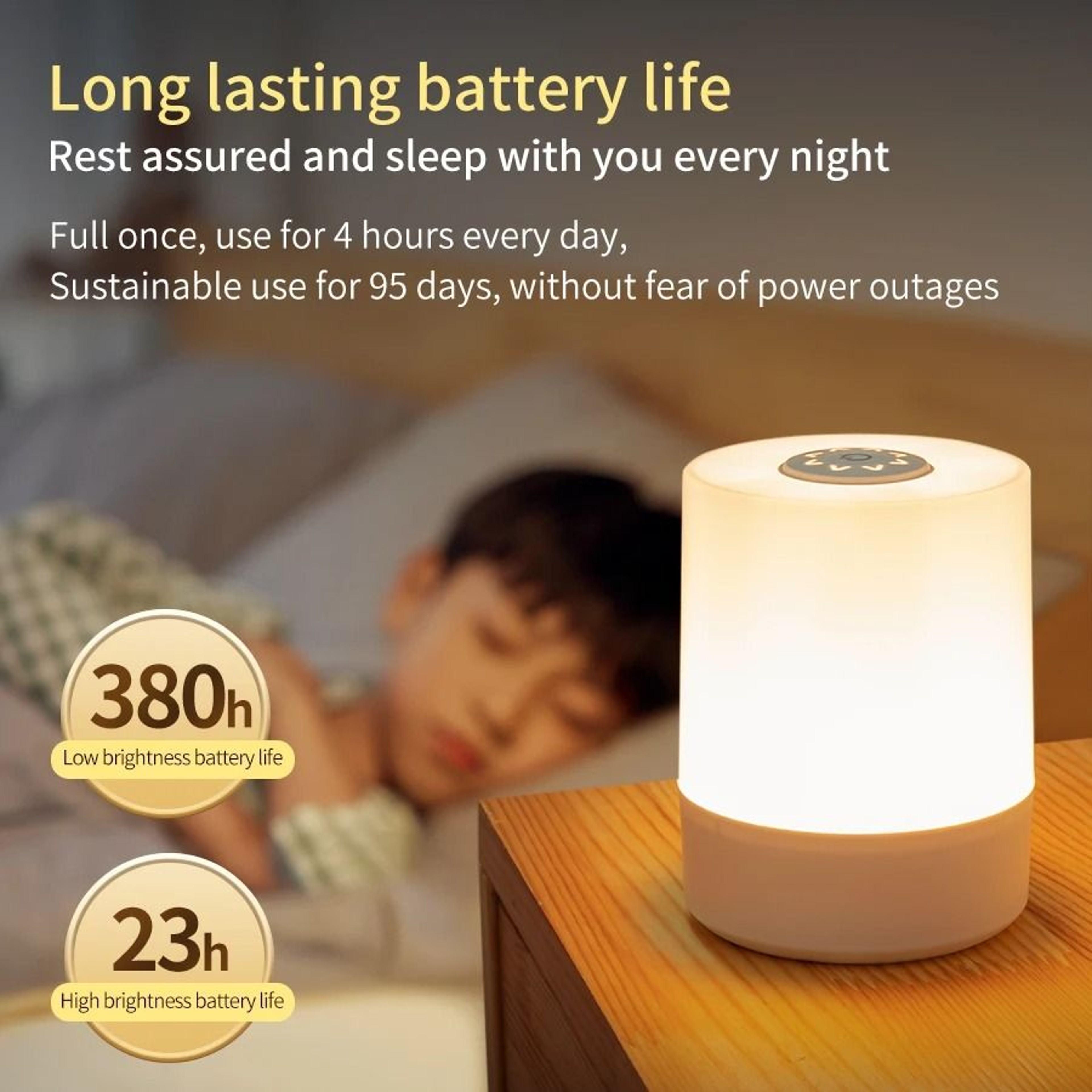 Rechargeable LED Touch Table Lamp Digital Clock Alarm Dimmable Warm Bedside Night Light With Remote 5