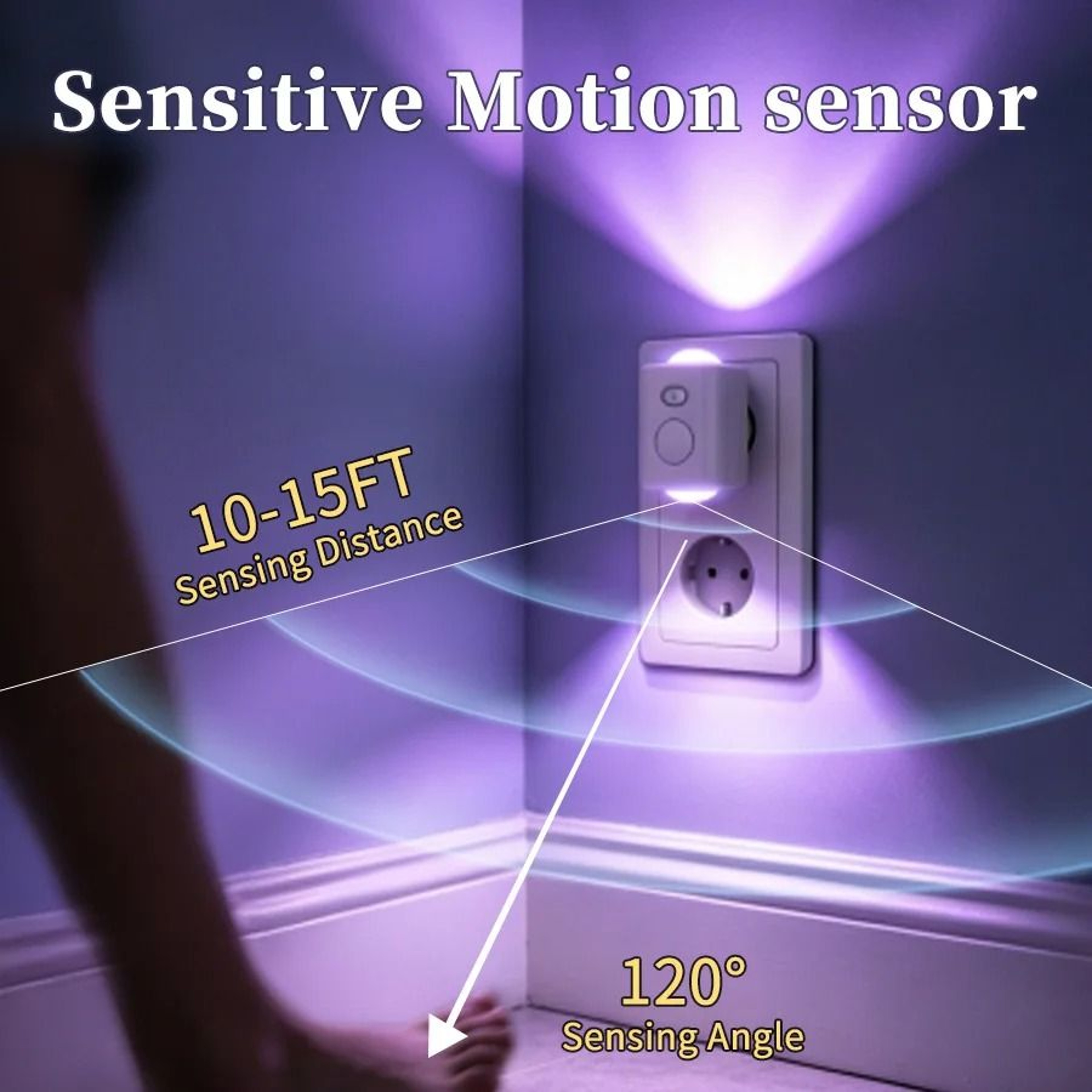 Motion Sensor Plug In Night Light Dimmable RGB Color Changing LED Wall Lamp 3