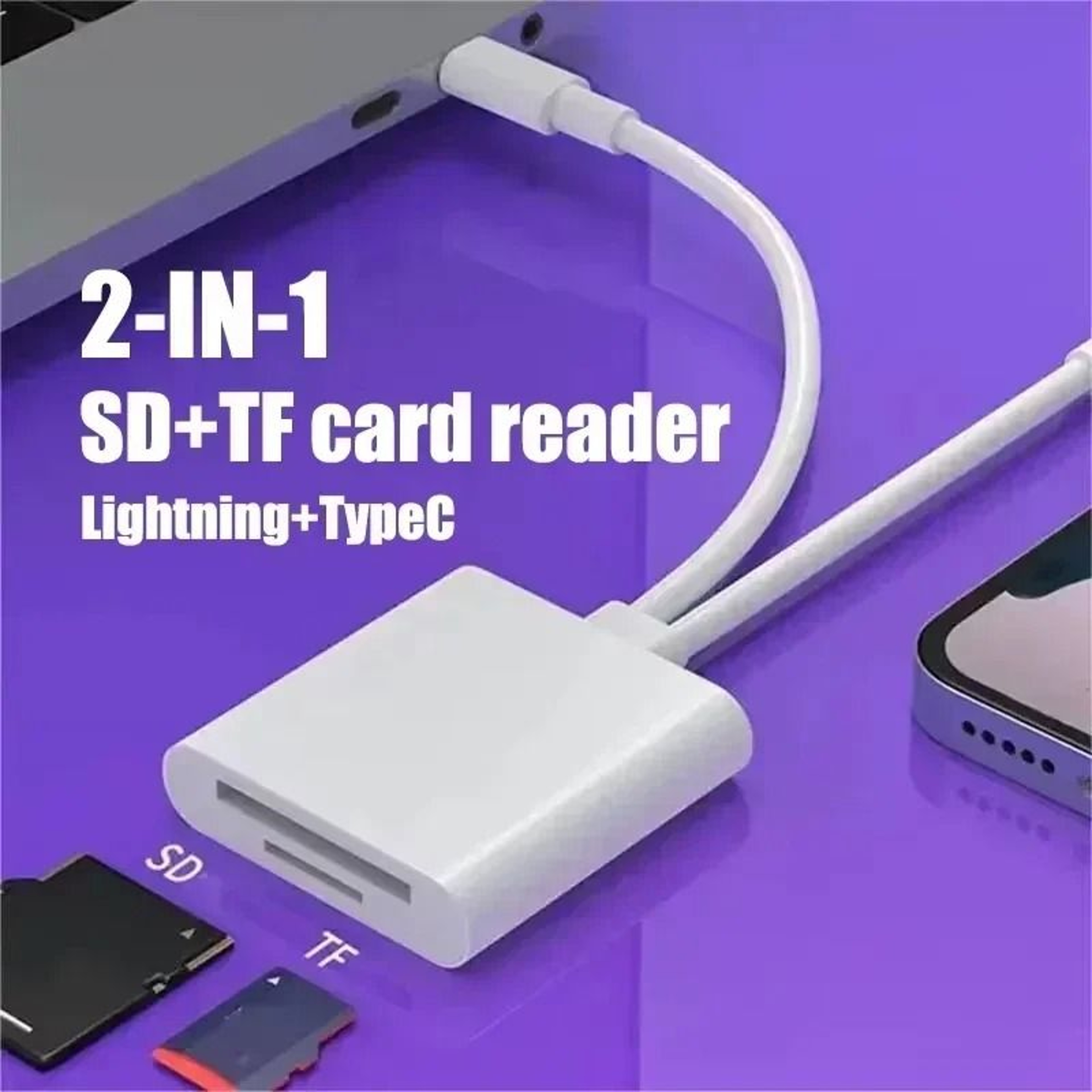 2 In 1 Dual Interface OTG Card Reader USB Type C Lightning SD TF Adapter 1