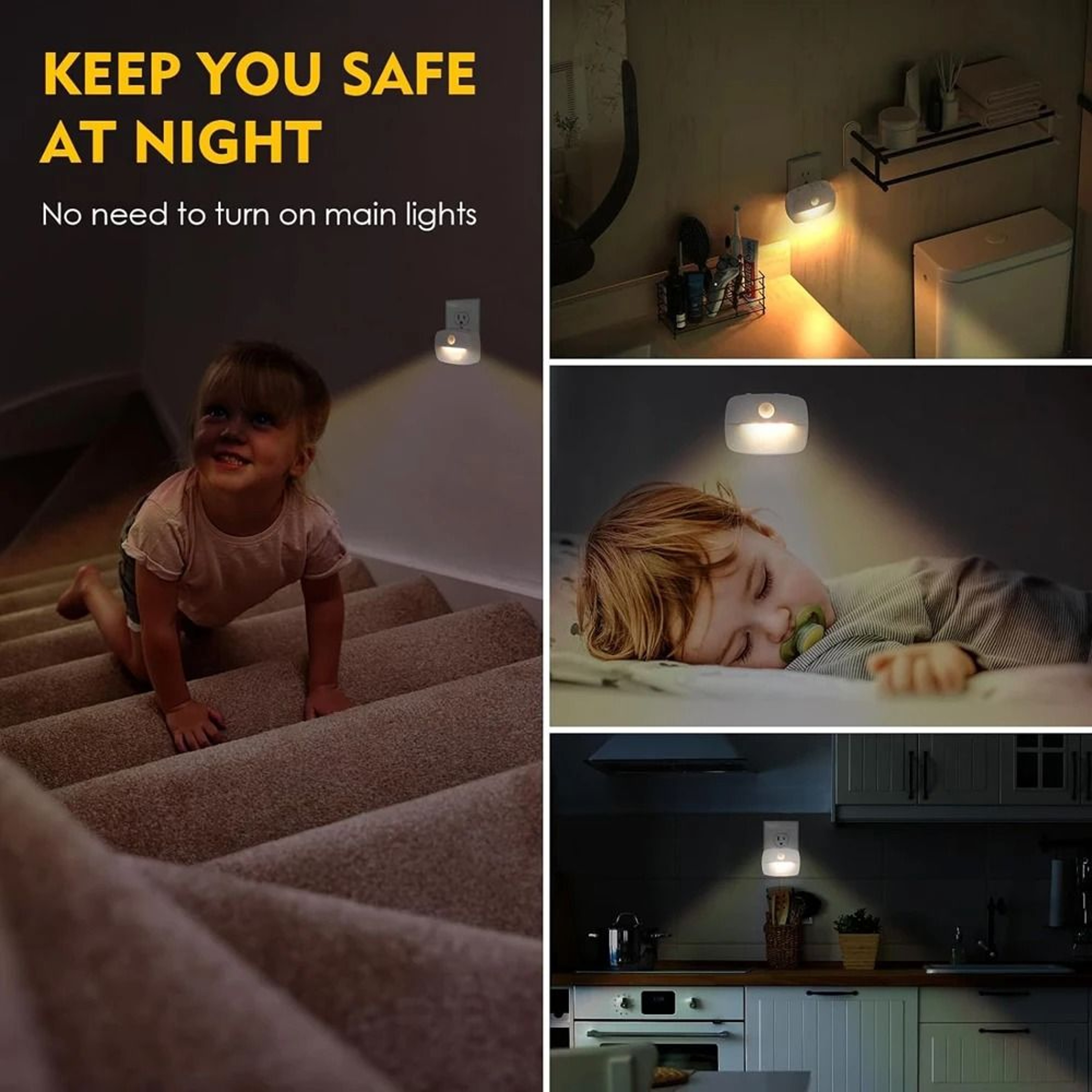 Motion Sensor LED Night Light Plug In 220V Wall Lamp Smart Corridor Staircase Luminaire 5