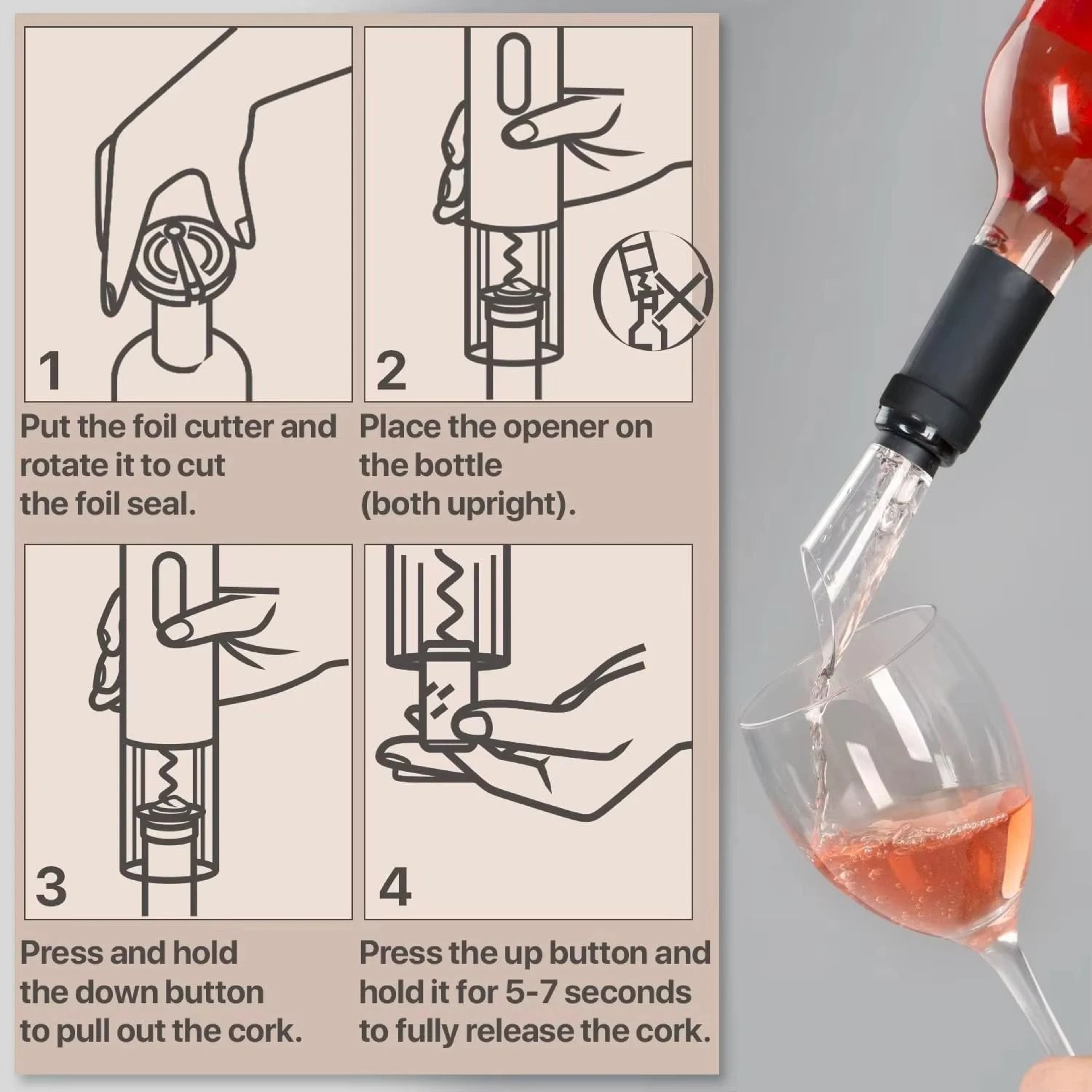 Automatic Electric Wine Bottle Opener One Button Rechargeable Cork Extractor Household Tool 5