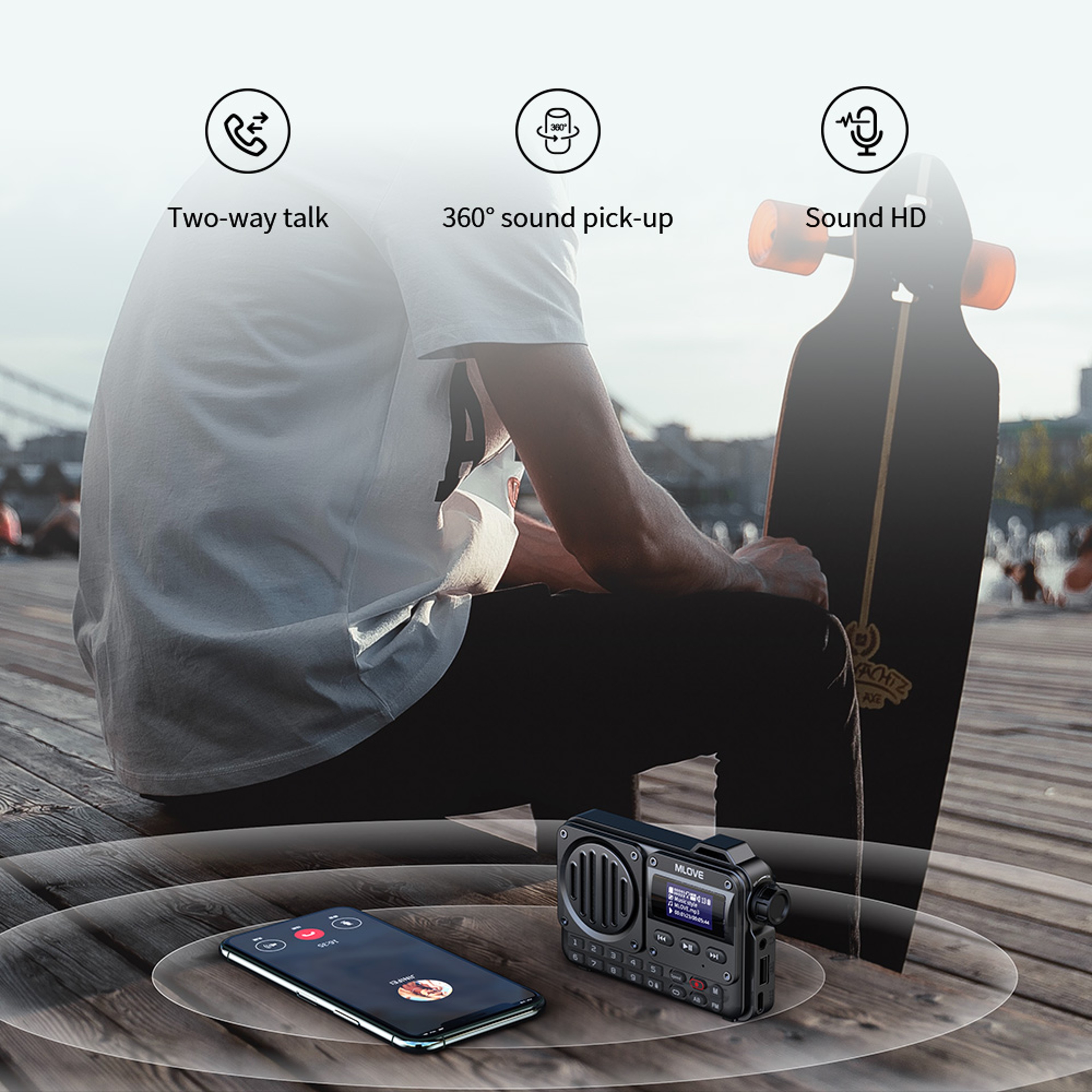 Portable Bluetooth Speaker with FM Radio LCD Display Player – view 4