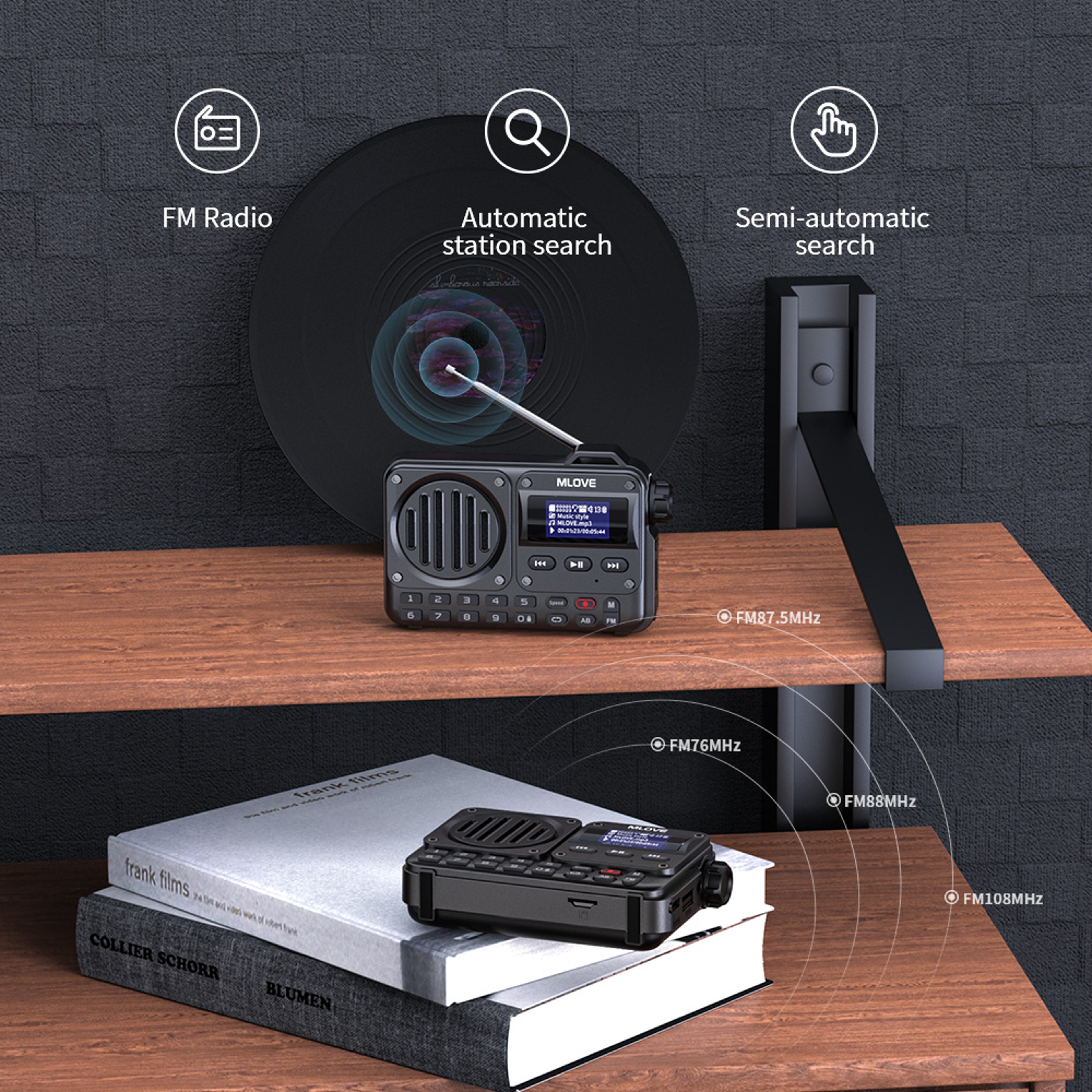 Portable Bluetooth Speaker with FM Radio LCD Display Player – view 5