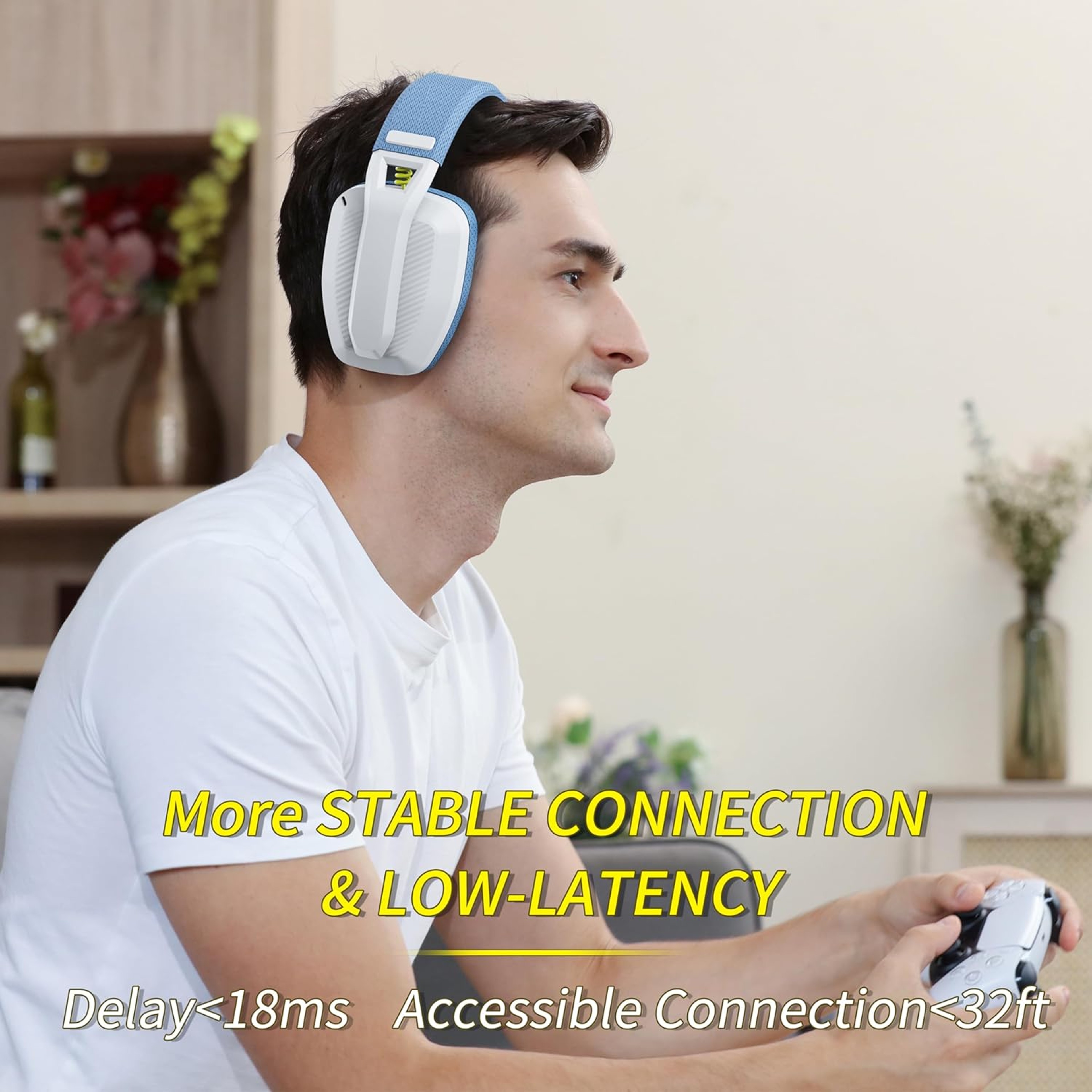 Wireless Gaming Headset With Mic For PC Mac 6