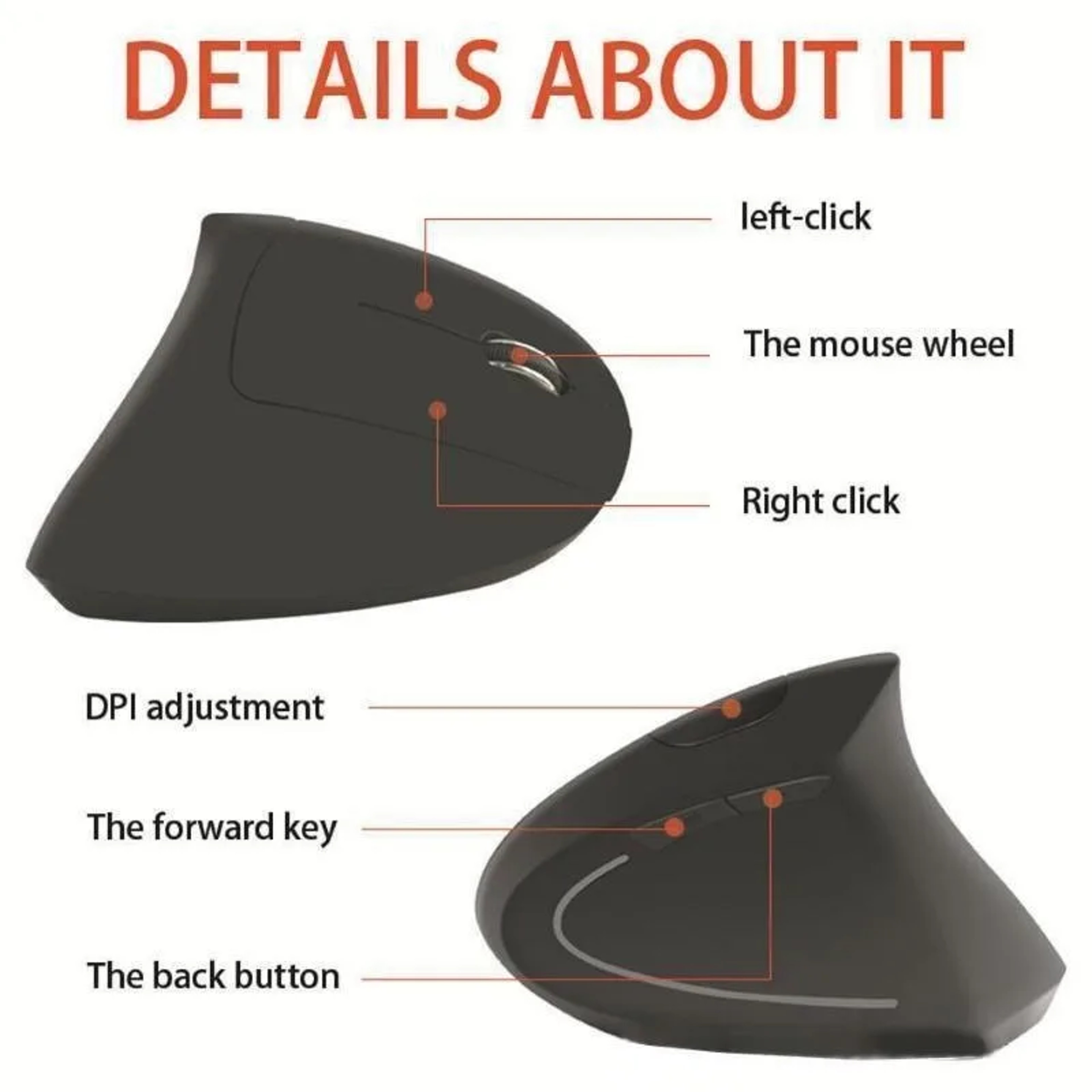 Wireless Vertical Ergonomic Mouse Wireless Gaming Mouse for PC Laptop – view 5