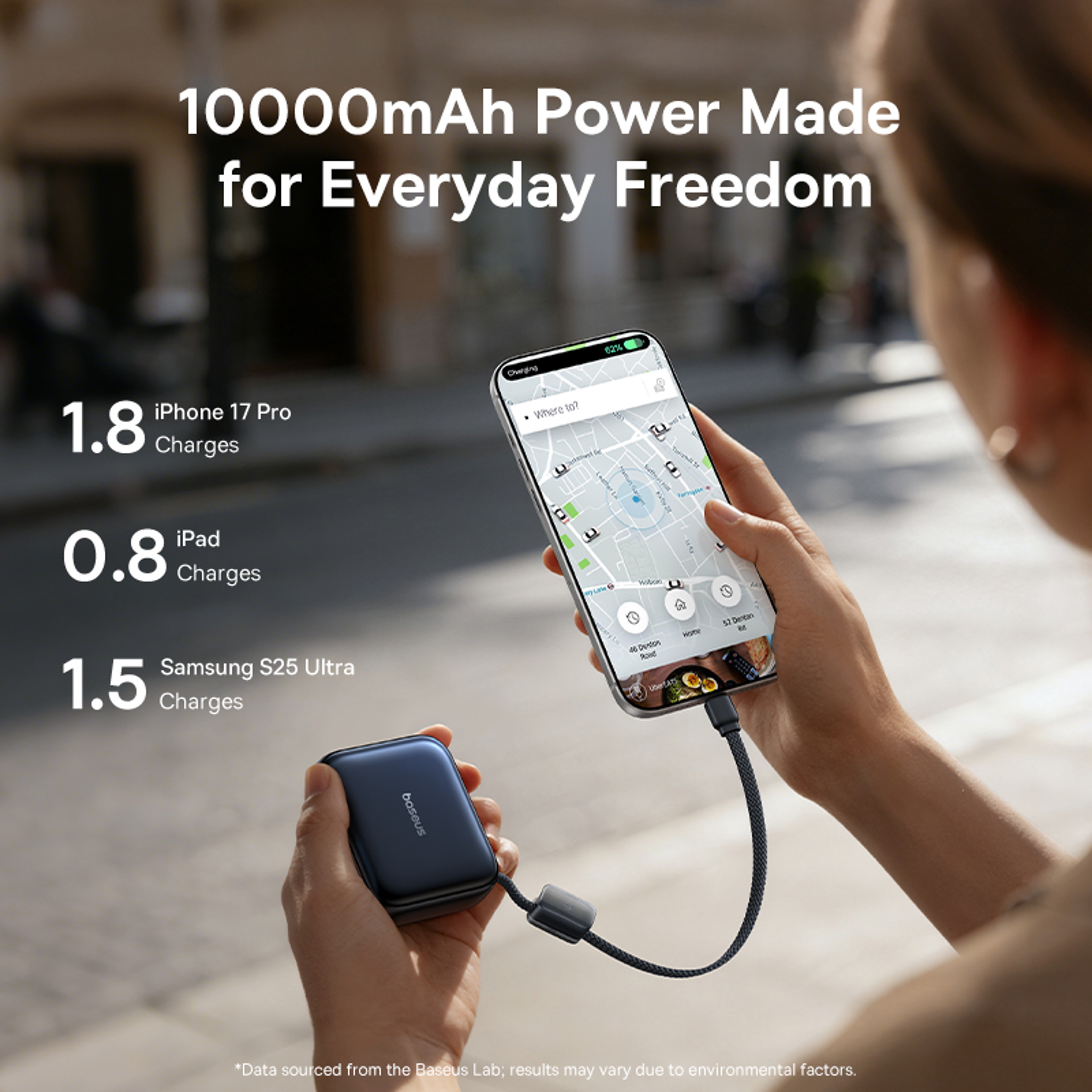 Mini Power Bank With Built In USB C Cable Compact Portable Charger For IPhone Samsung 4