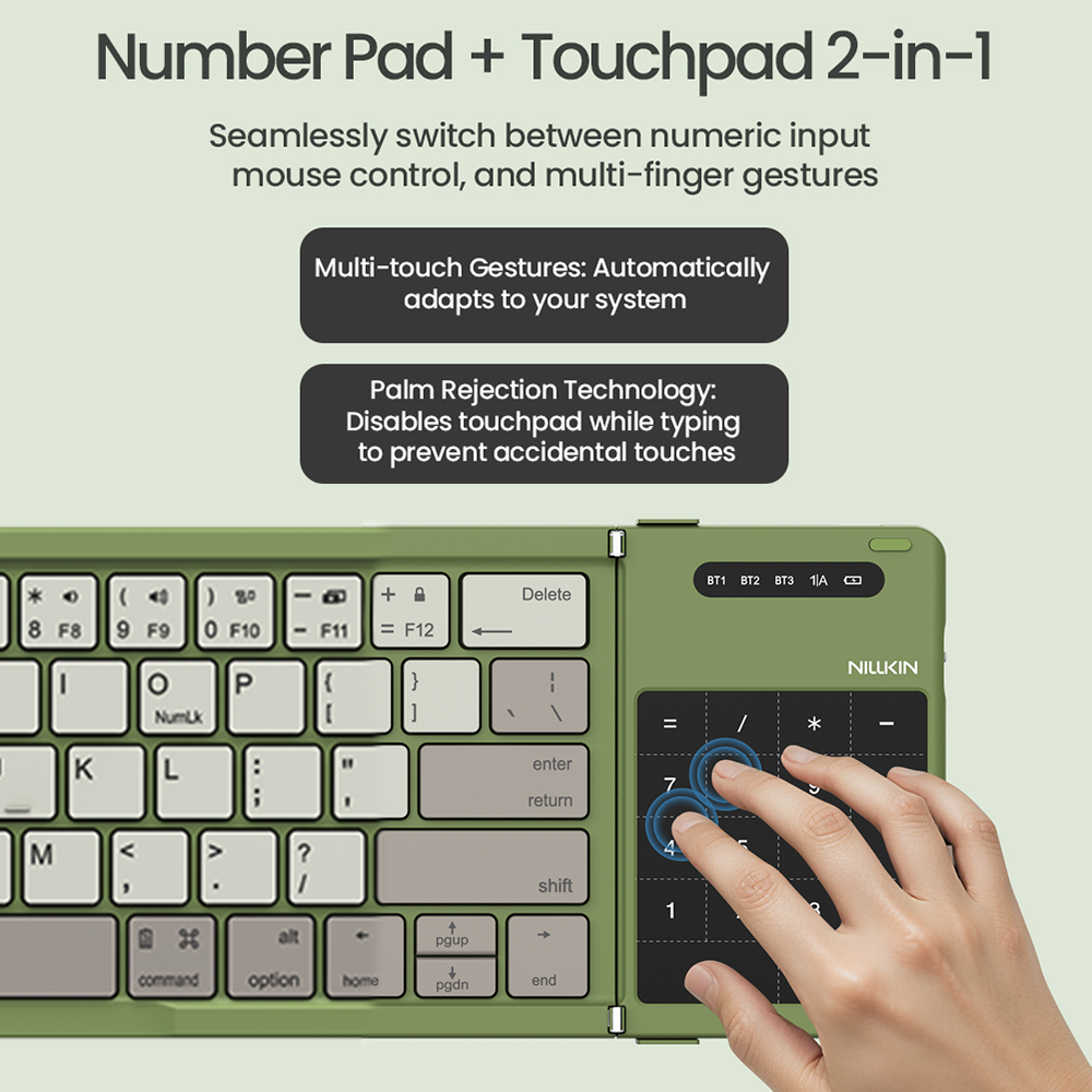 Mini Foldable Bluetooth Keyboard With Touchpad Portable Rechargeable Wireless Keyboard 9
