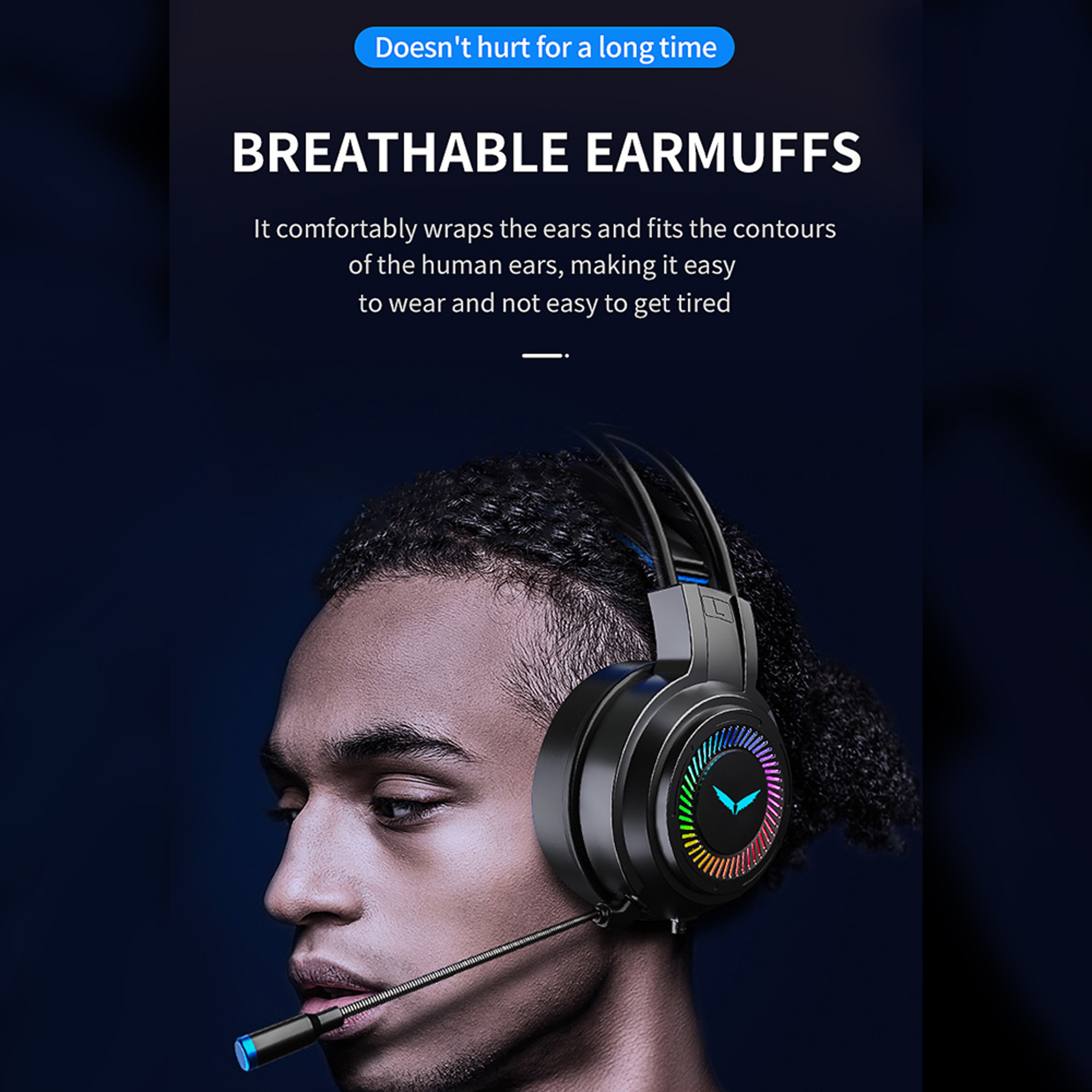 Wired Gaming Headset With Surround Sound Mic And LED Lighting 5