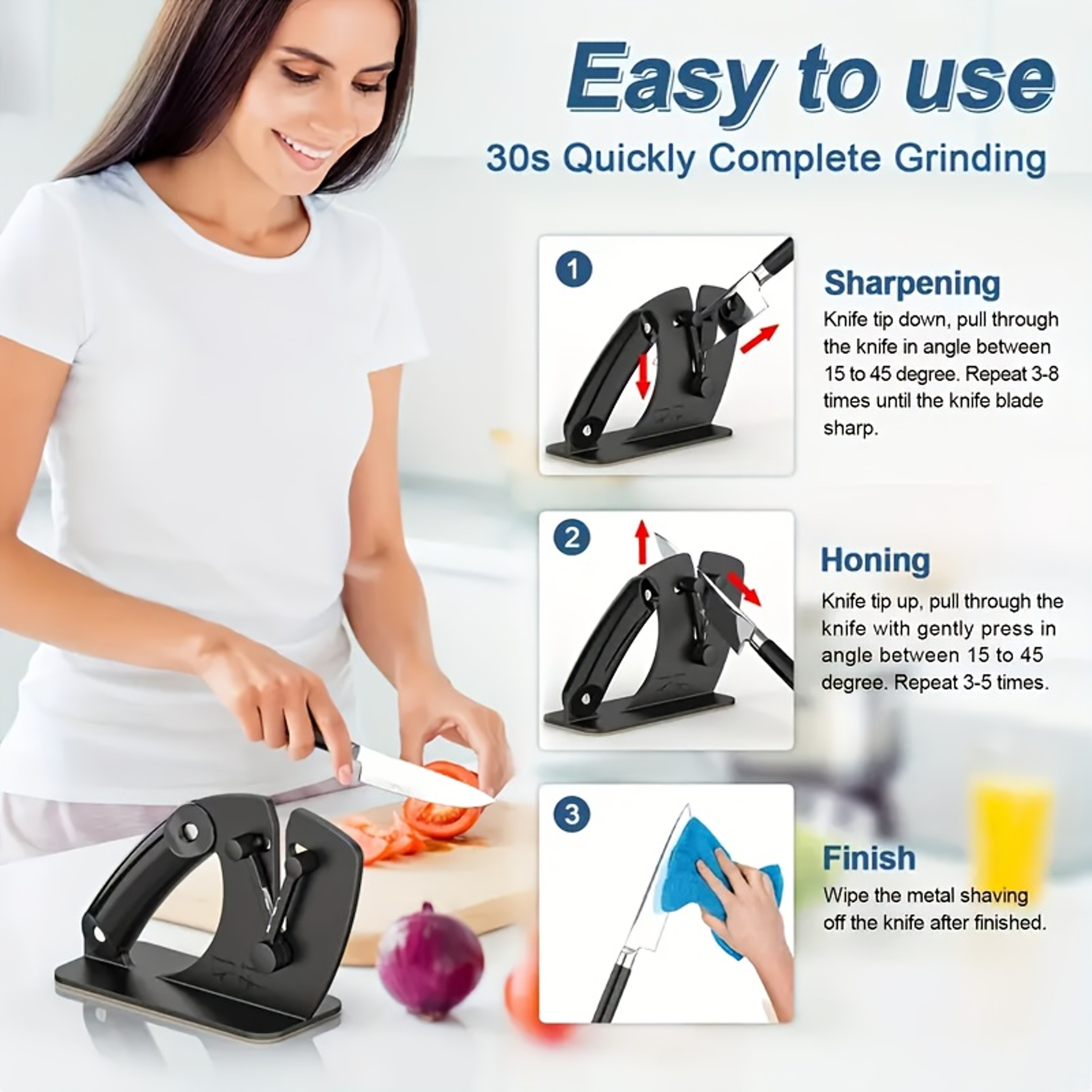 Professional Knife Sharpening System With Guided Sharpening Stone For Kitchen And Chef Knives 1