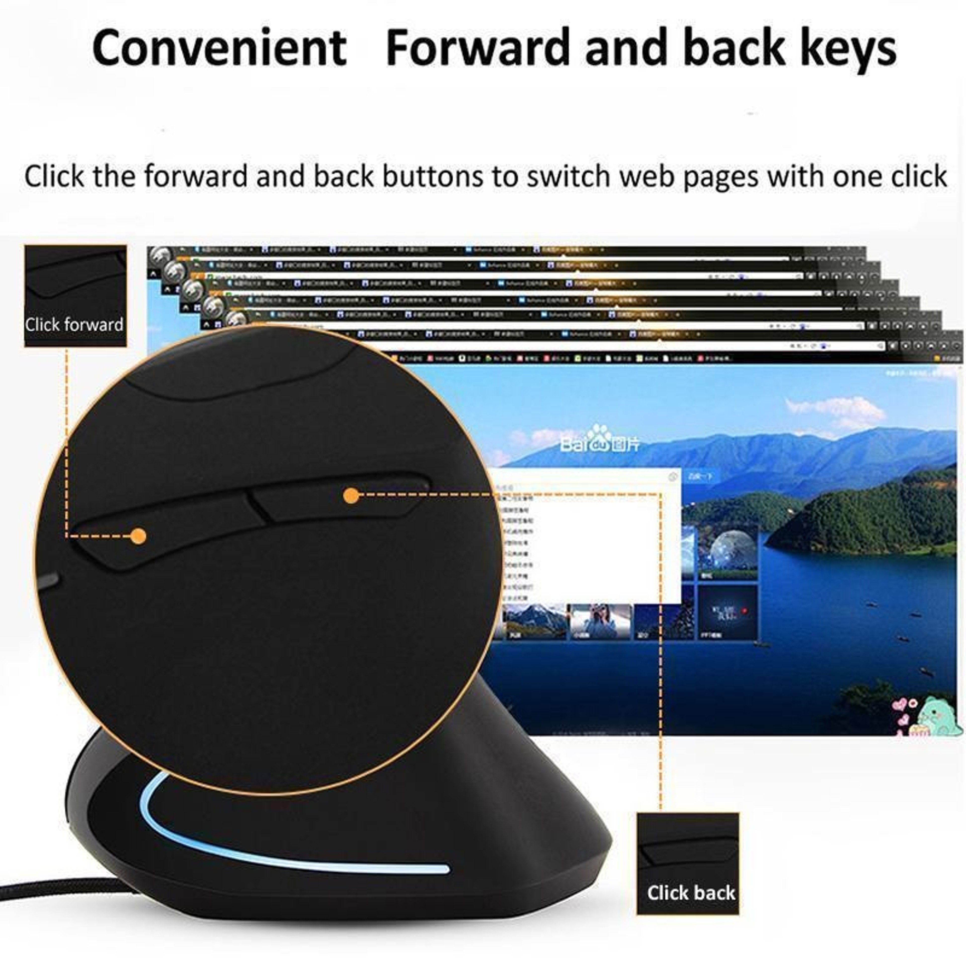 Ergonomic Vertical RGB Gaming Mouse Wired USB Wrist Support Mouse 3