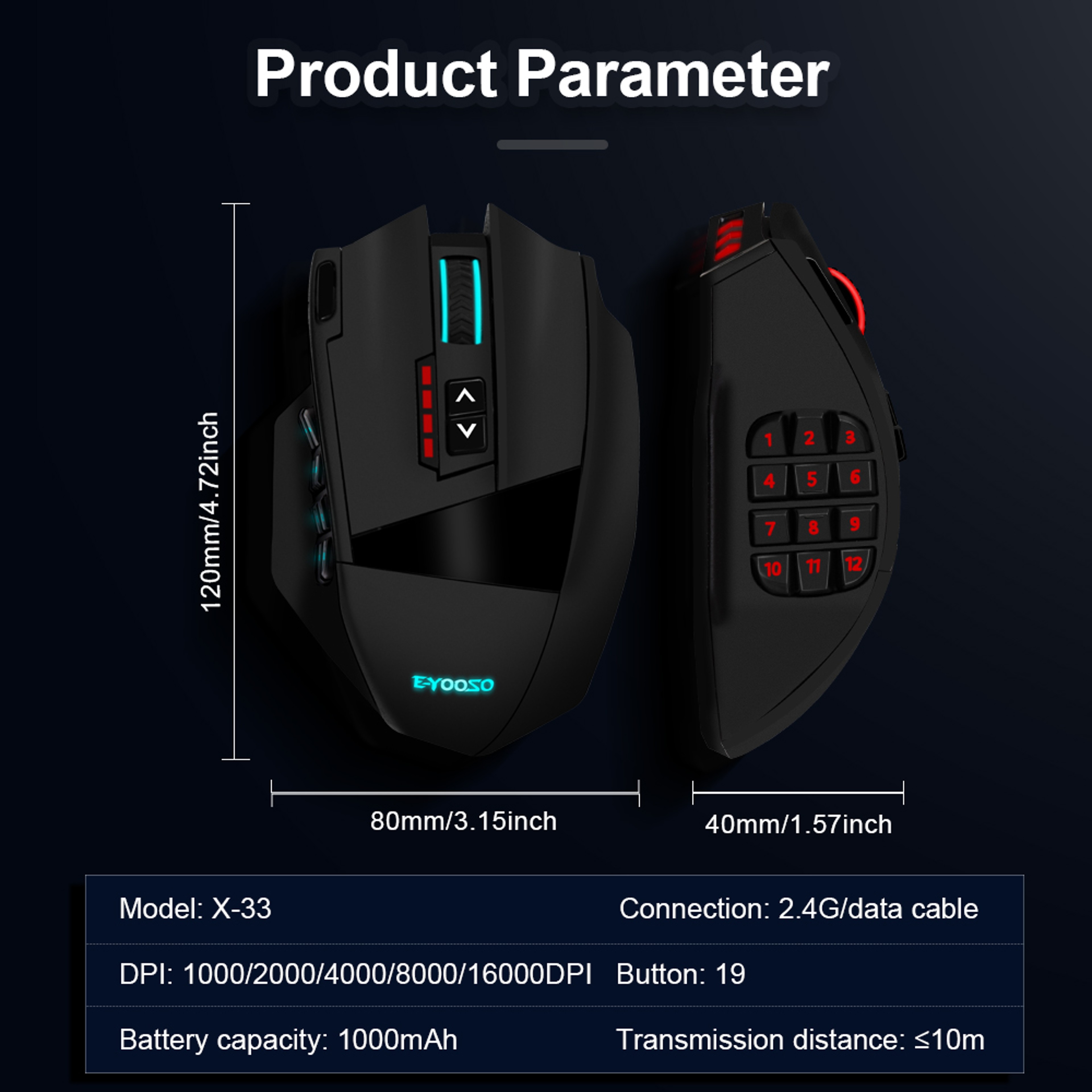 USB Wireless Gaming Mouse DPI Programmable Button Game Mouse For PC Laptop 5