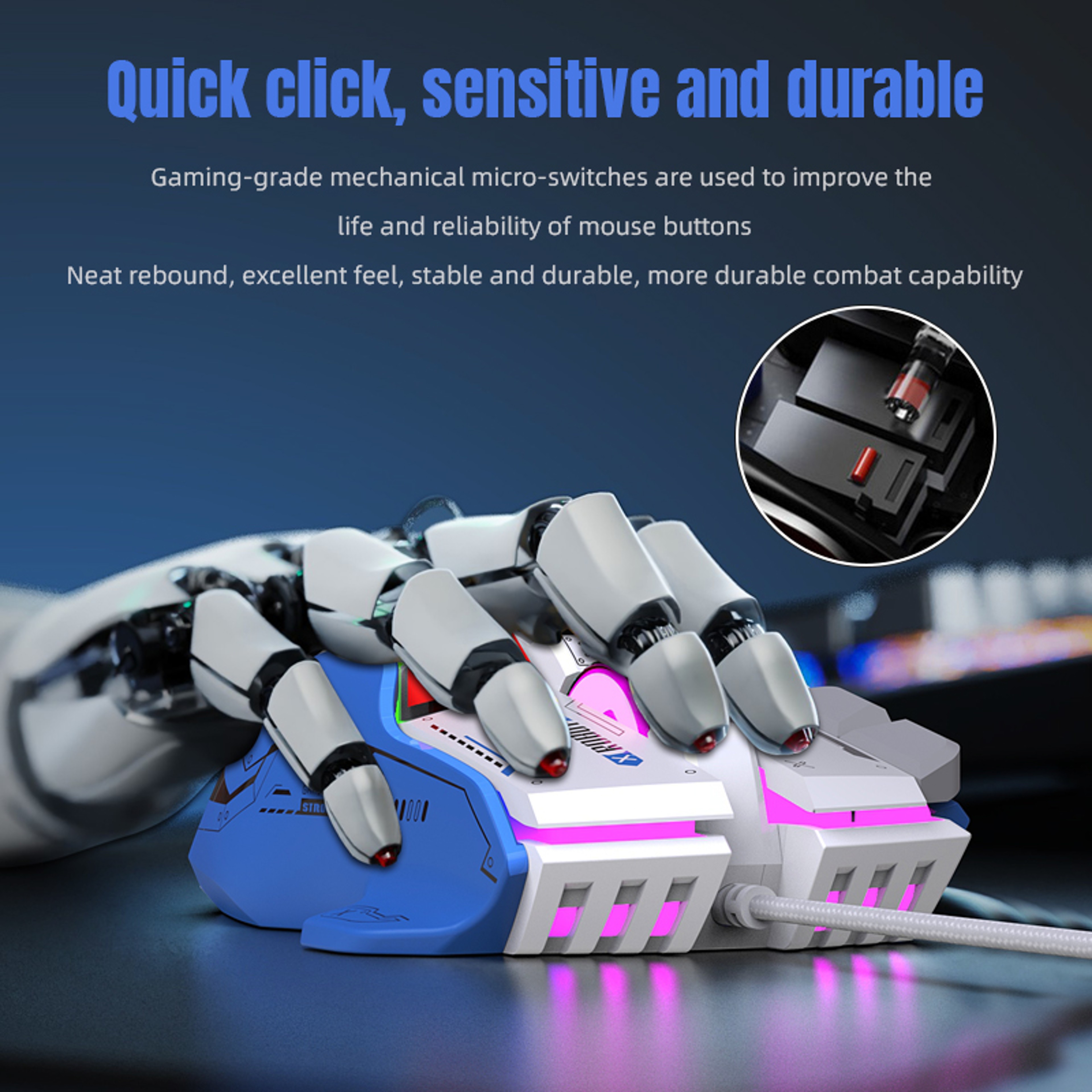 Wired Gaming Mouse RGB Macro Programmable Ergonomic PC Mouse 4
