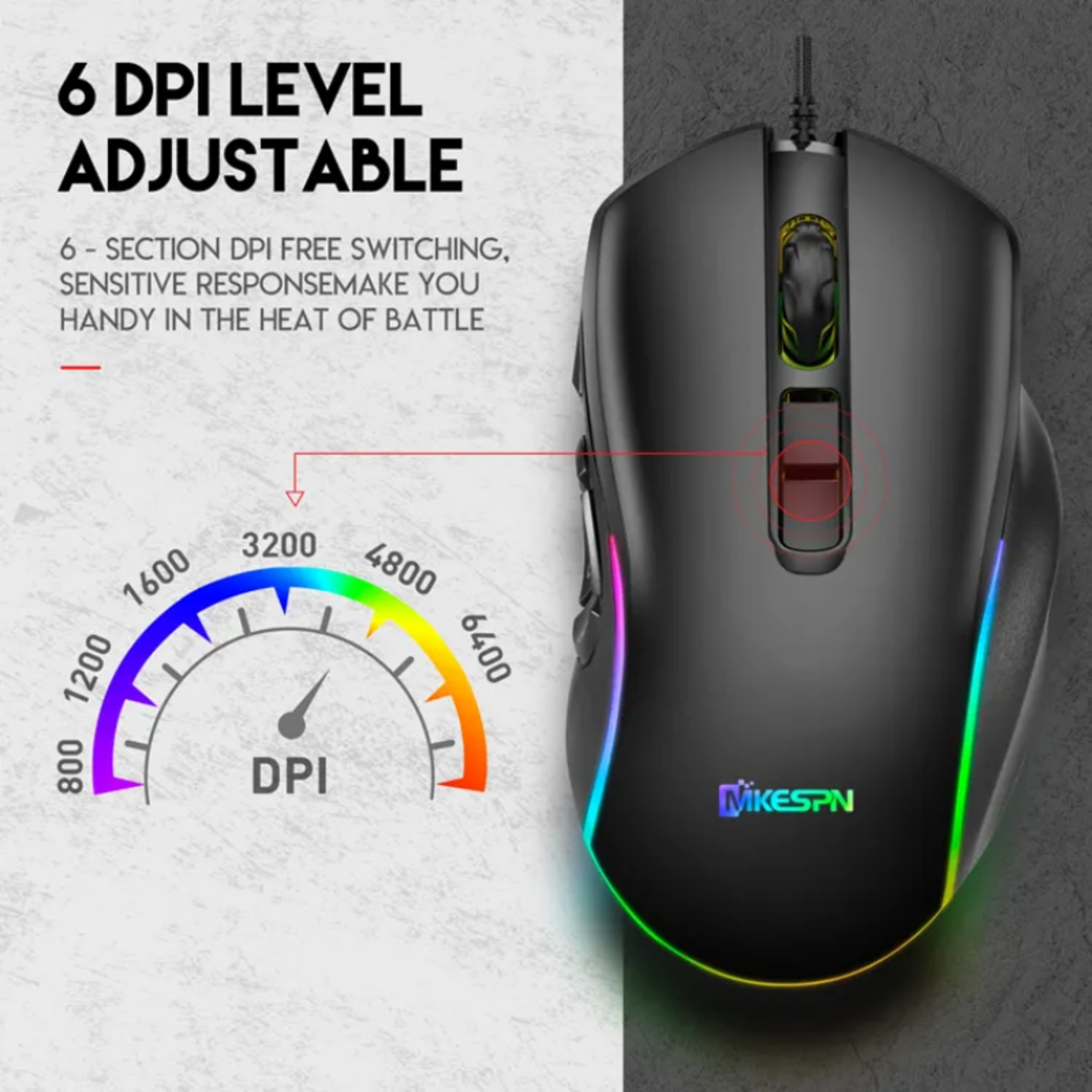 RGB Wired Gaming Mouse With Programmable Buttons And Adjustable DPI Control 3