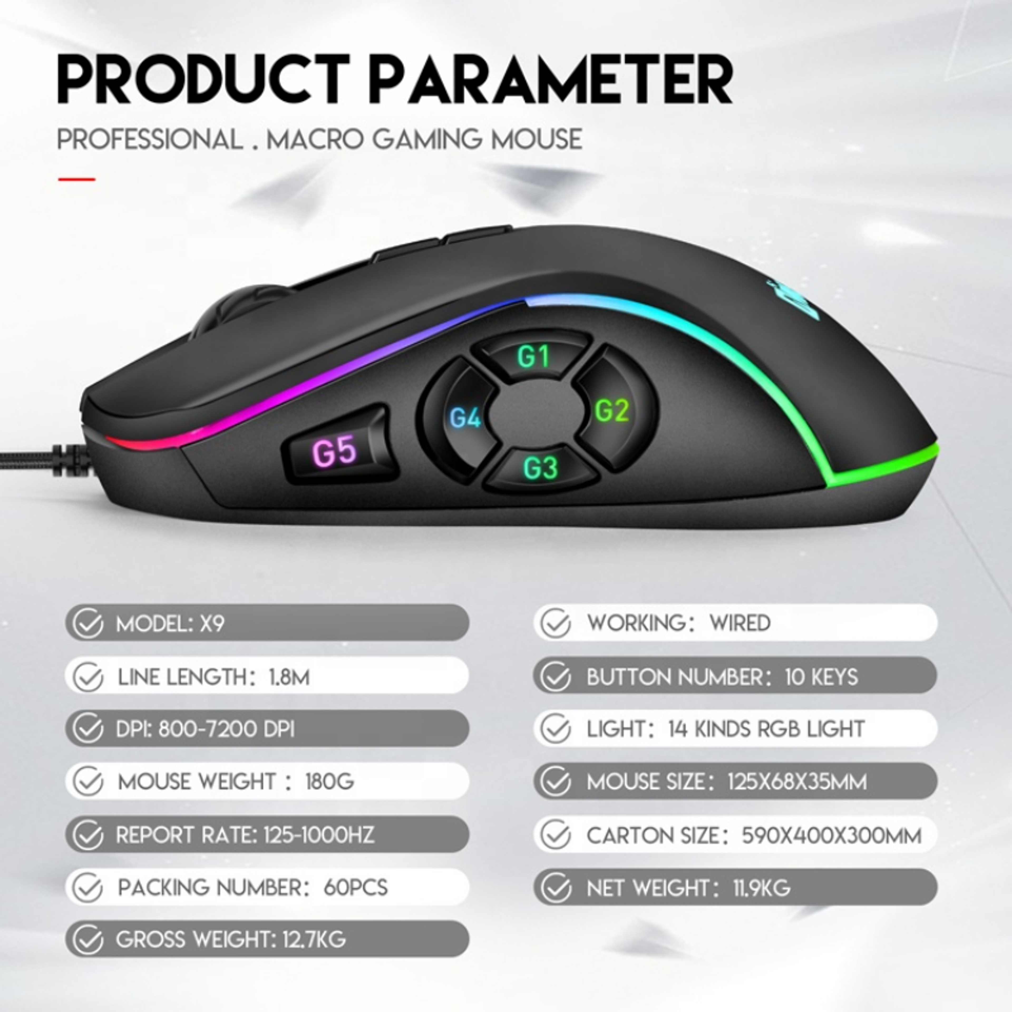 RGB Wired Gaming Mouse With Programmable Buttons And Adjustable DPI Control 6