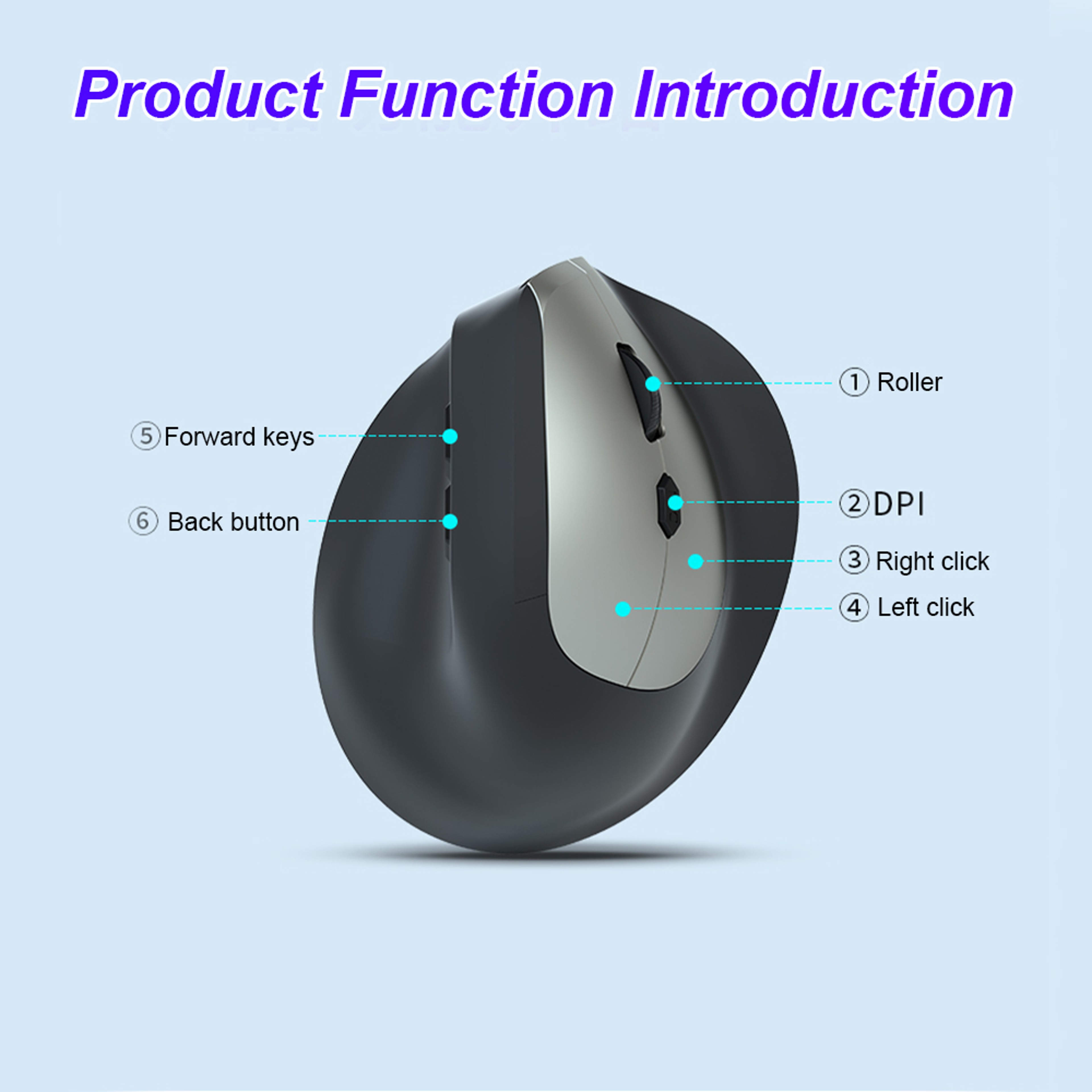 Ergonomic Vertical Wireless Mouse Bluetooth Adjustable DPI Comfort Mouse 7