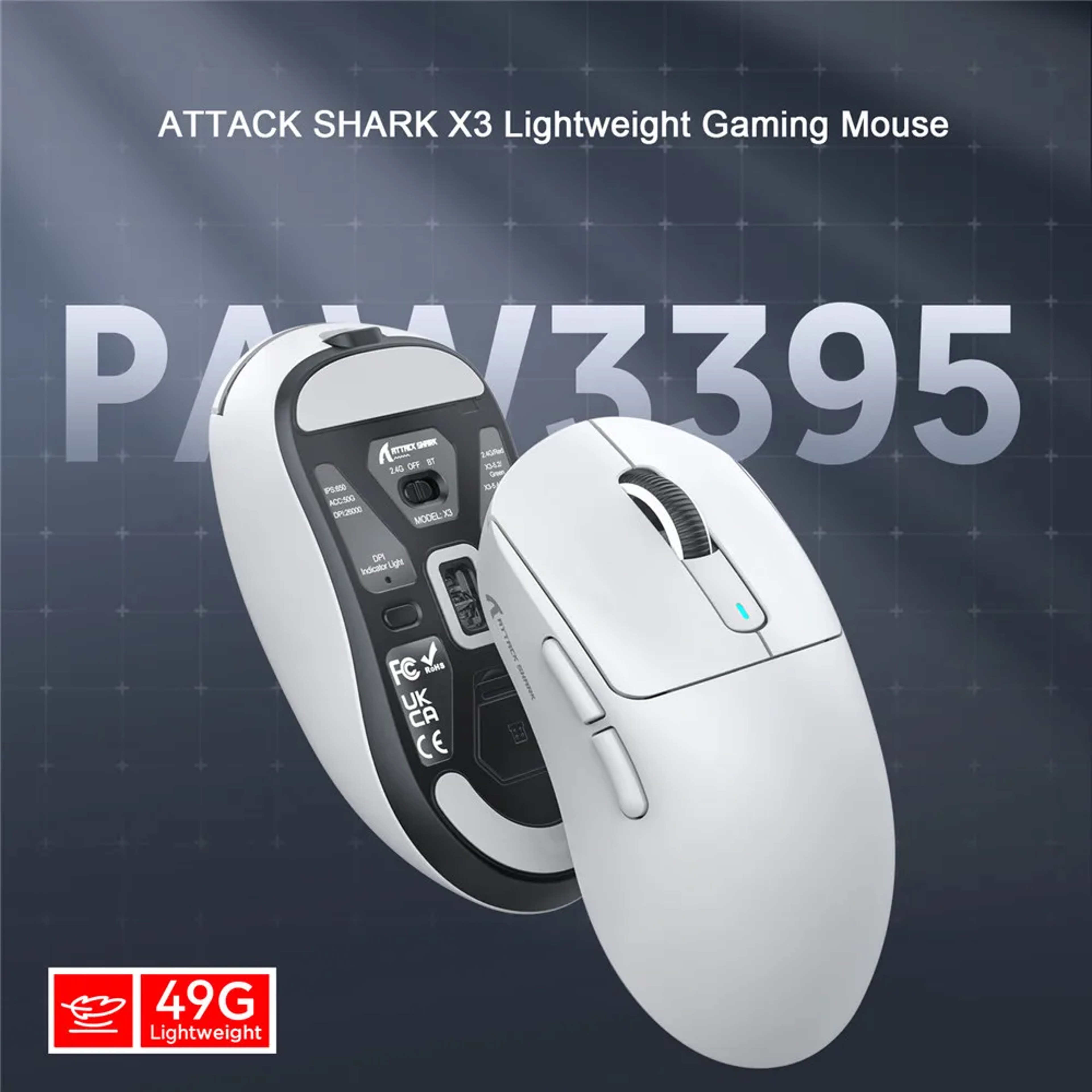 Wireless Gaming Mouse DPI Lightweight Tri Mode Bluetooth USB 9
