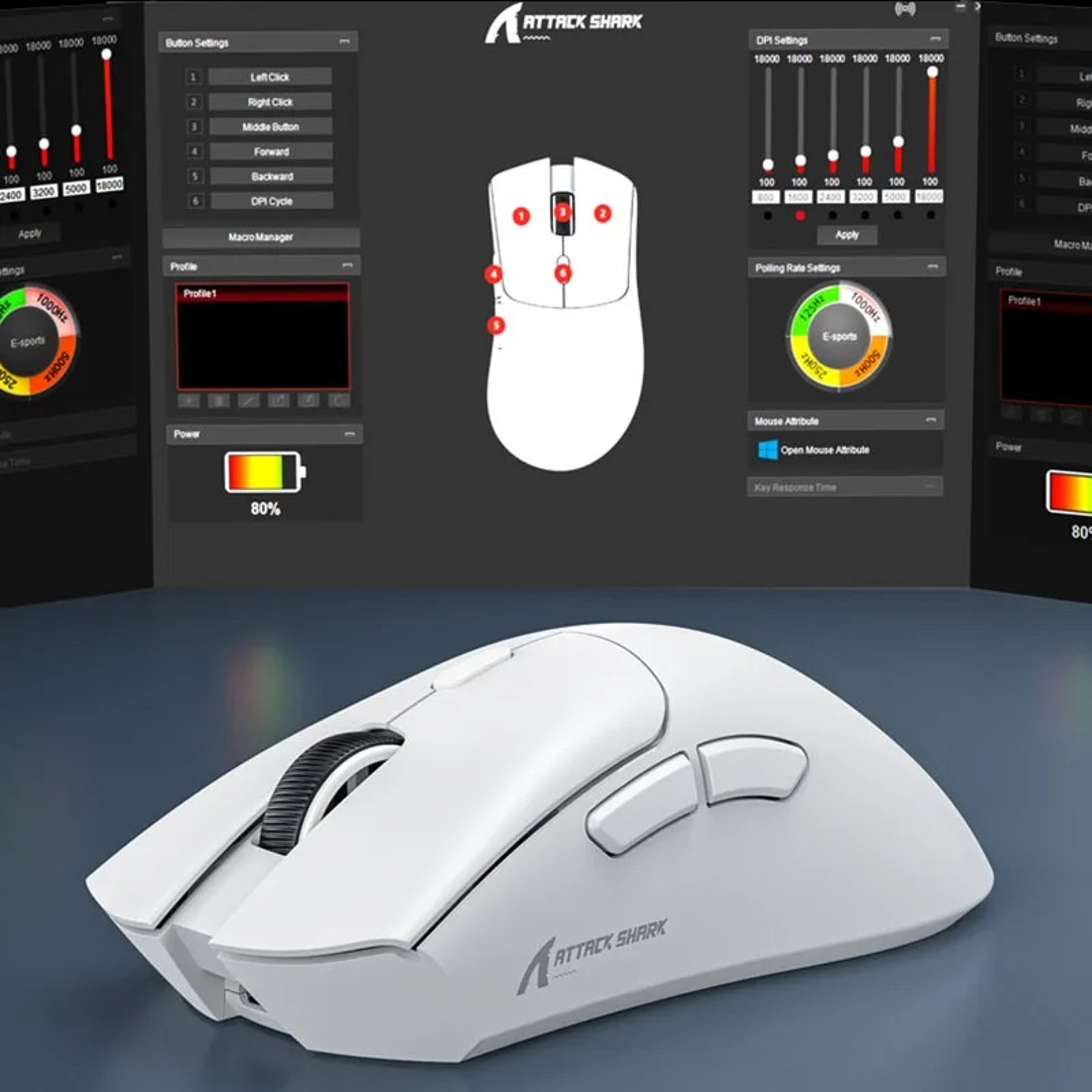 Wireless Gaming Mouse DPI Lightweight Tri Mode Rechargeable Mouse 6