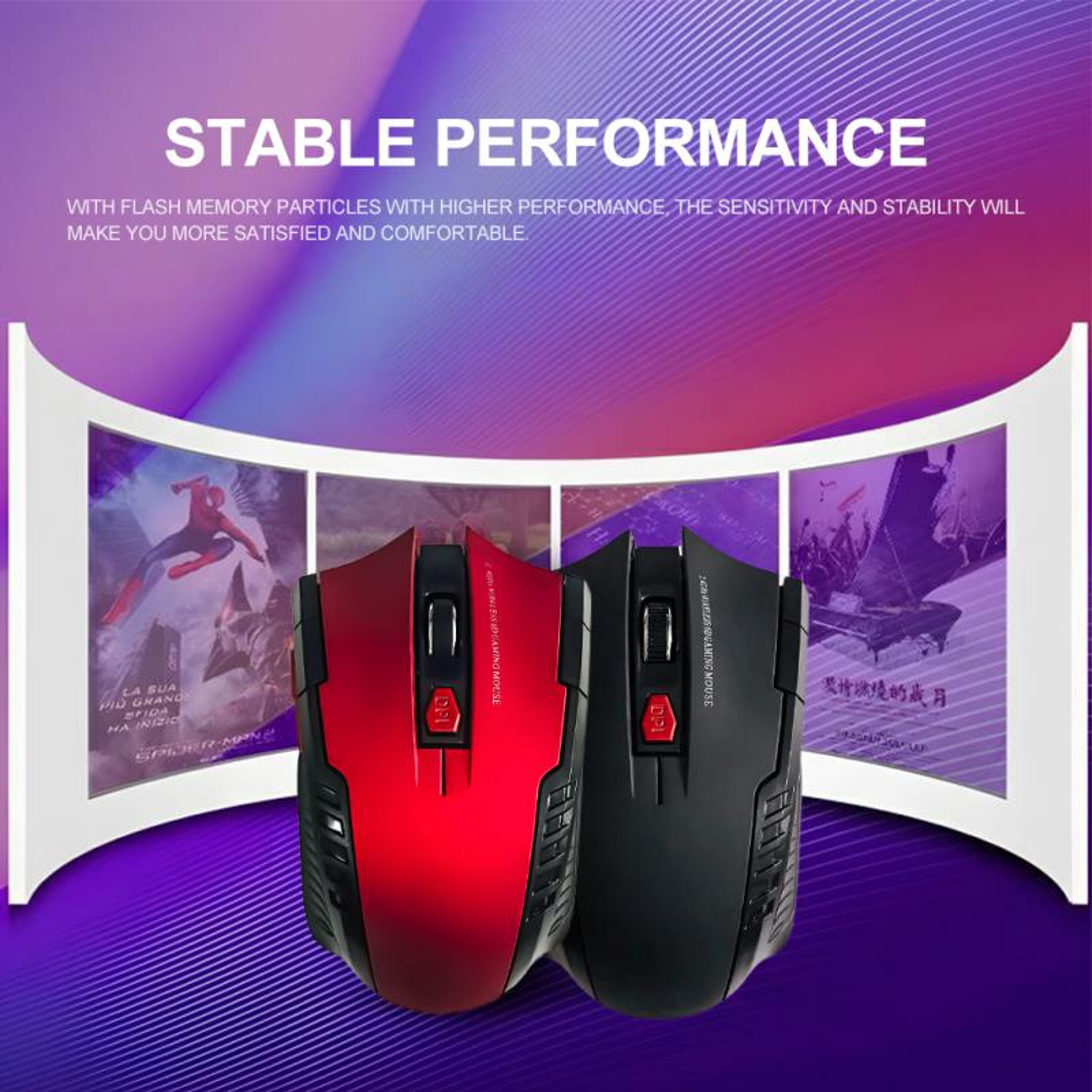 Wireless Mouse with USB Receiver Button Optical Design for Laptop PC Gaming and Office – view 4