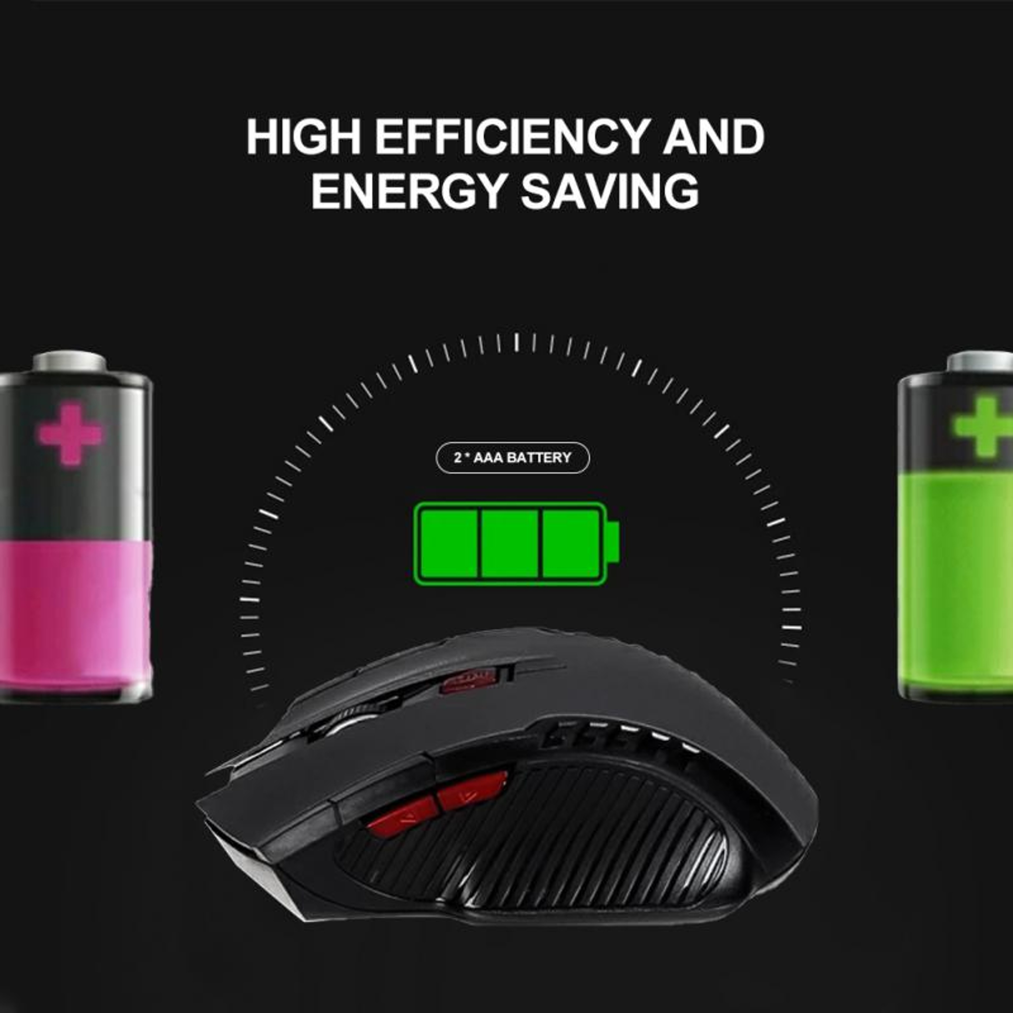 Wireless Mouse with USB Receiver Button Optical Design for Laptop PC Gaming and Office – view 5