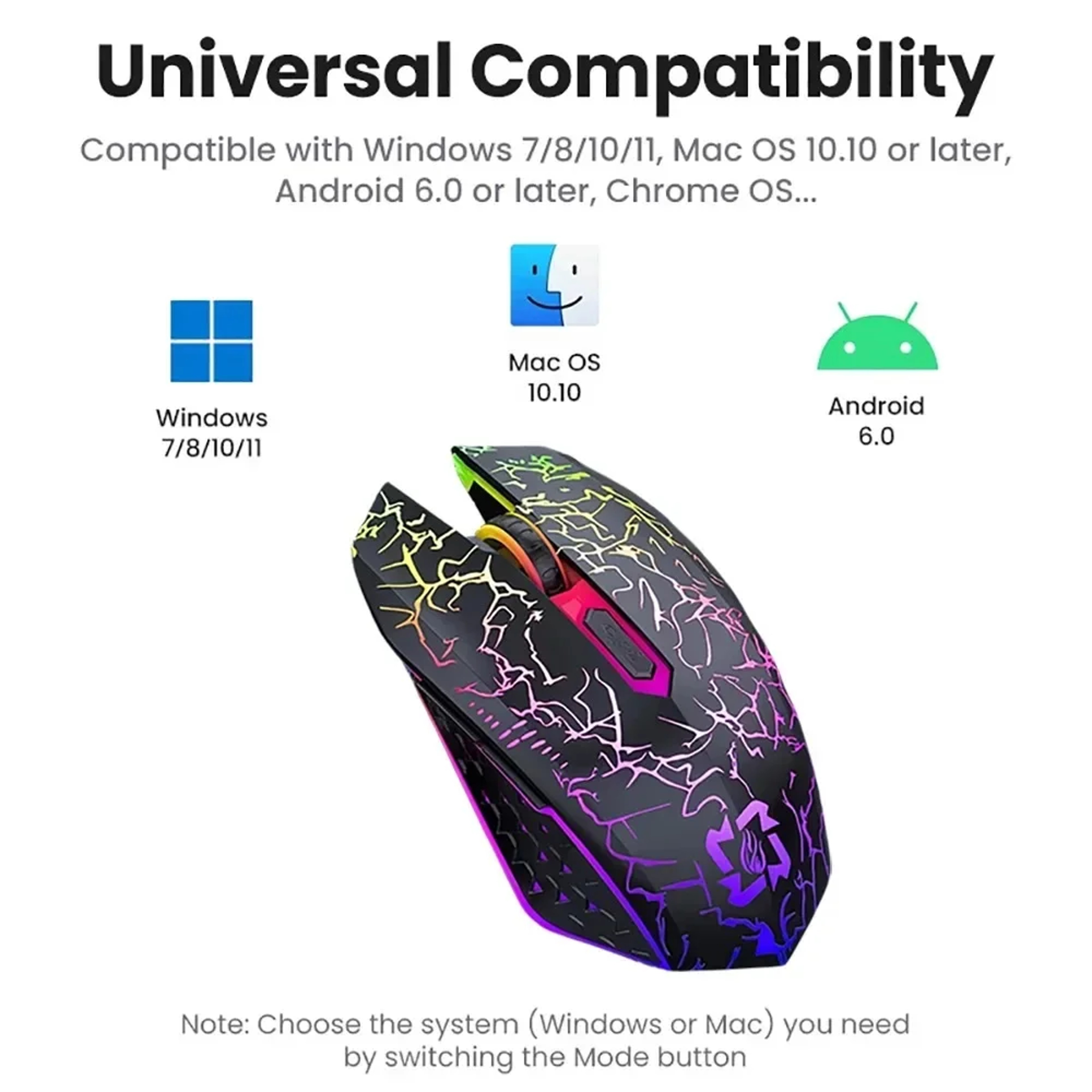 Dual Mode Bluetooth Wireless Mouse With RGB Silent Button Gaming Control 2