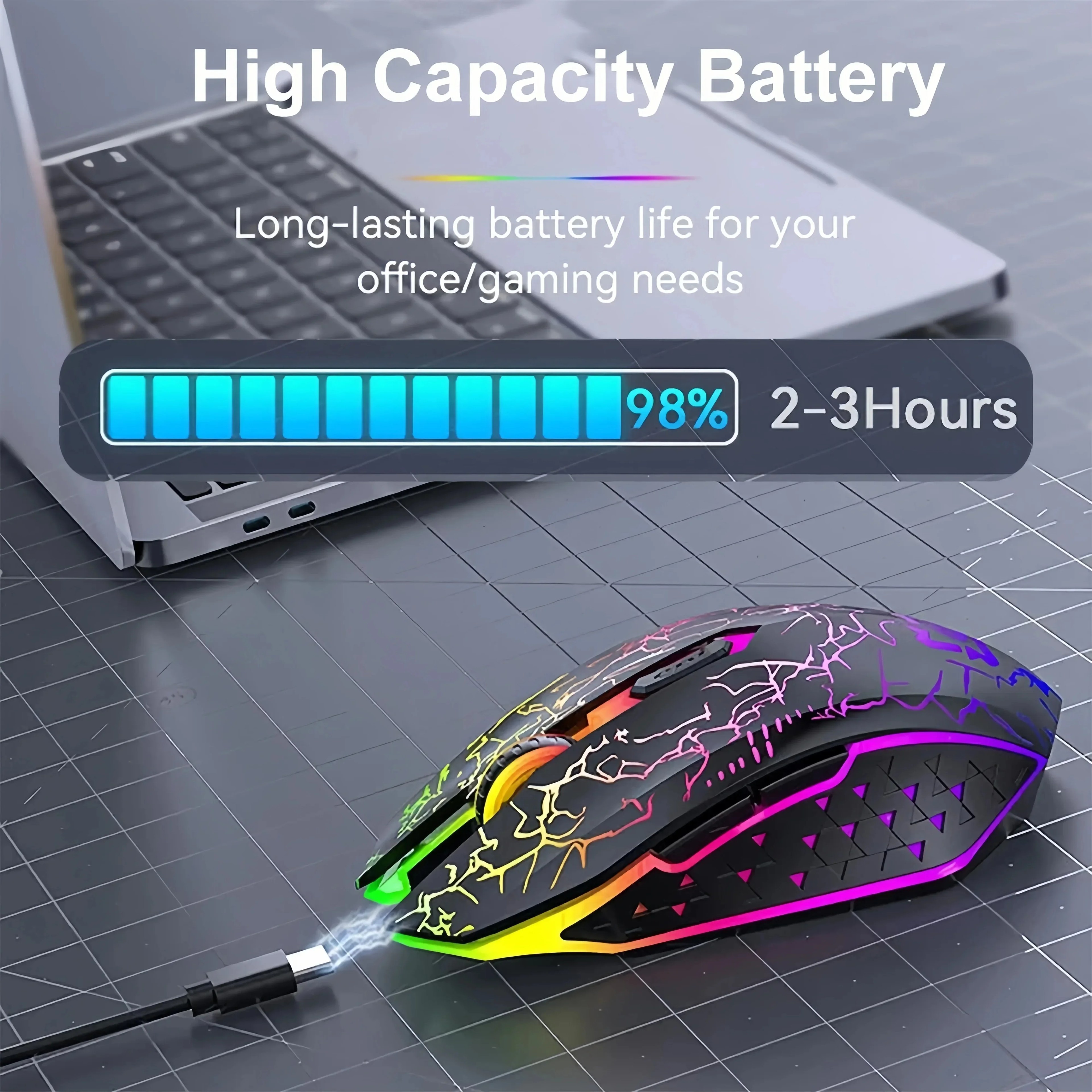 Dual Mode Bluetooth Wireless Mouse With RGB Silent Button Gaming Control 3