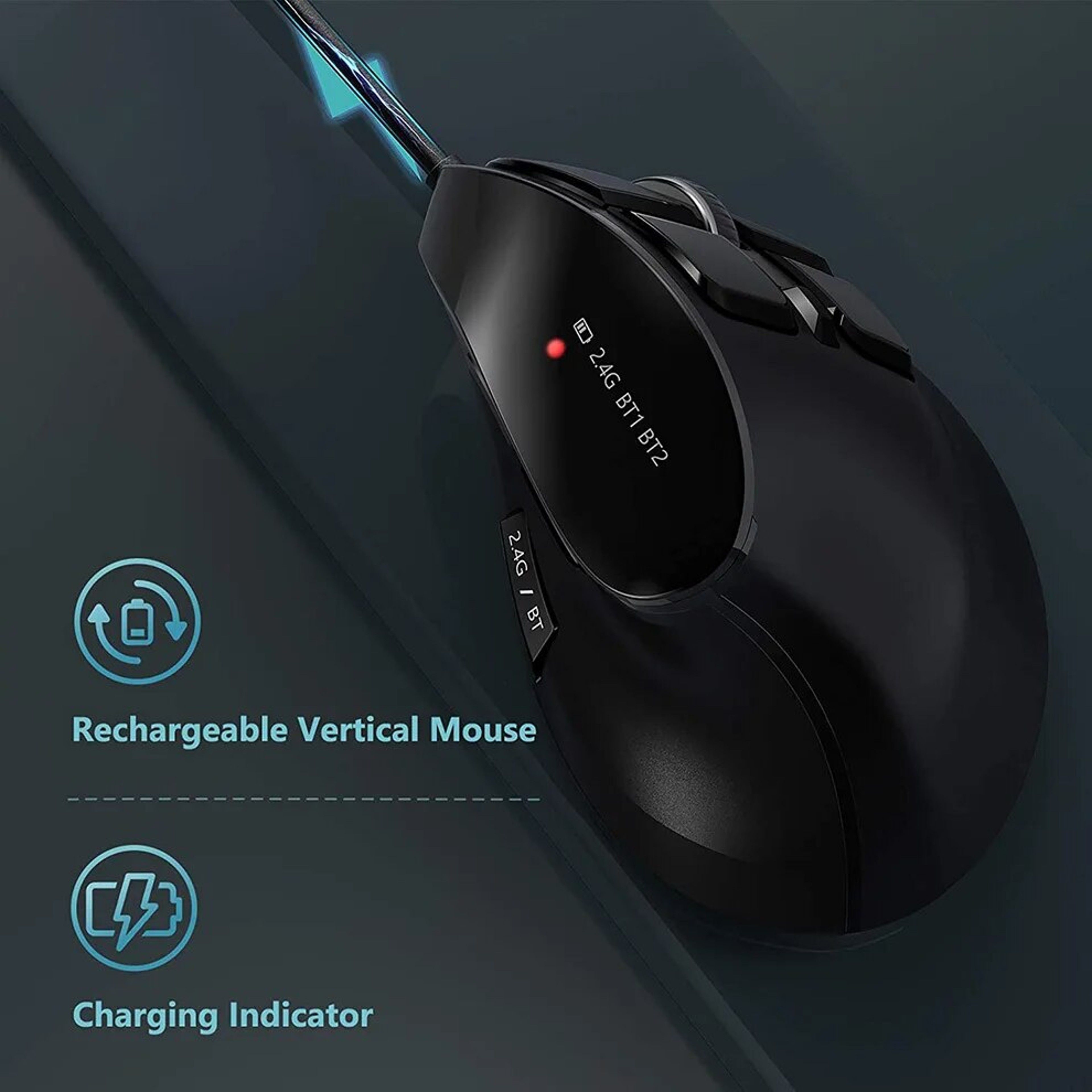 Rechargeable Bluetooth Ergonomic Vertical Wireless Mouse For Laptop Mac Windows Tablet 7