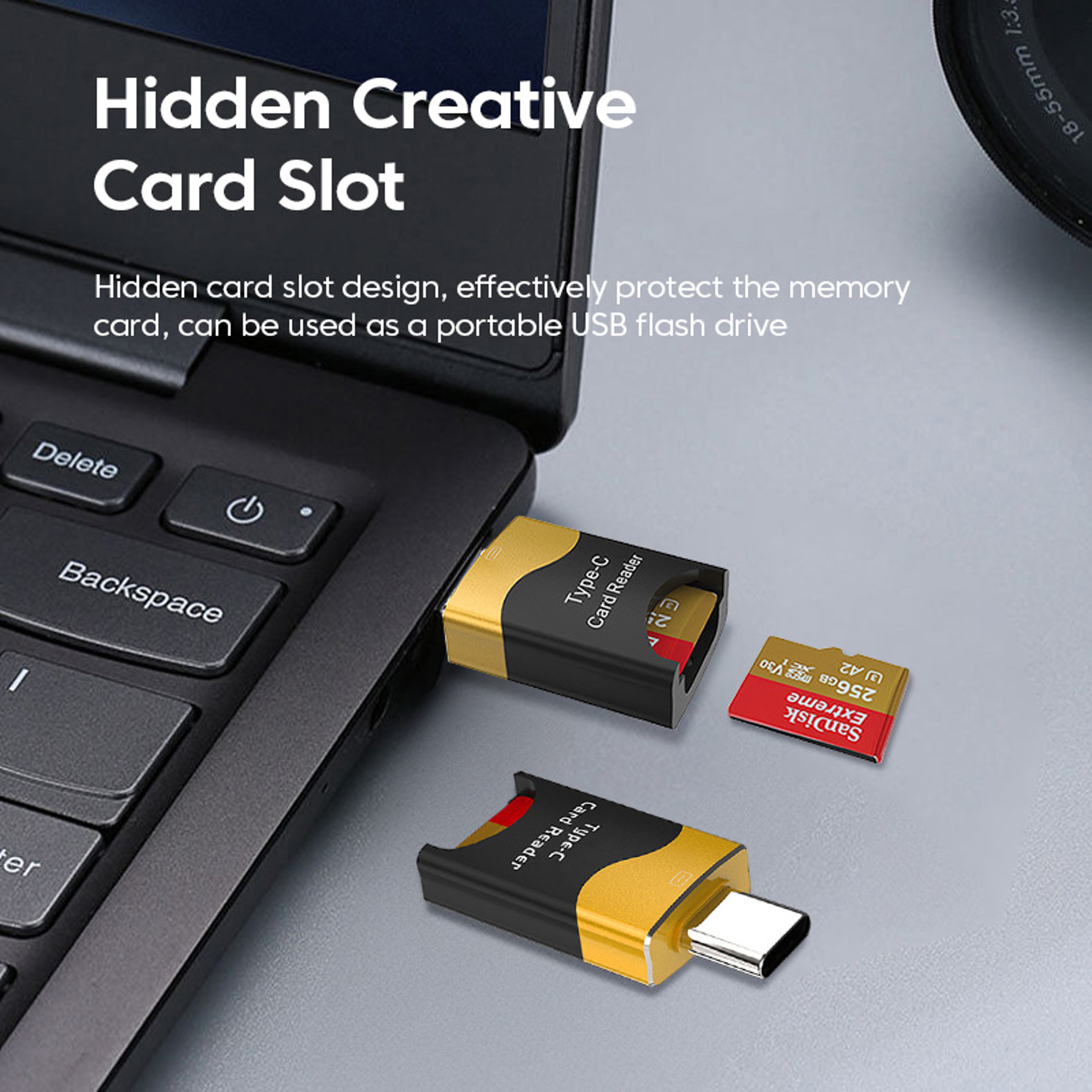 Mini USB C Card Reader For Micro SD TF Cards OTG Memory Adapter For Phone Laptop 1