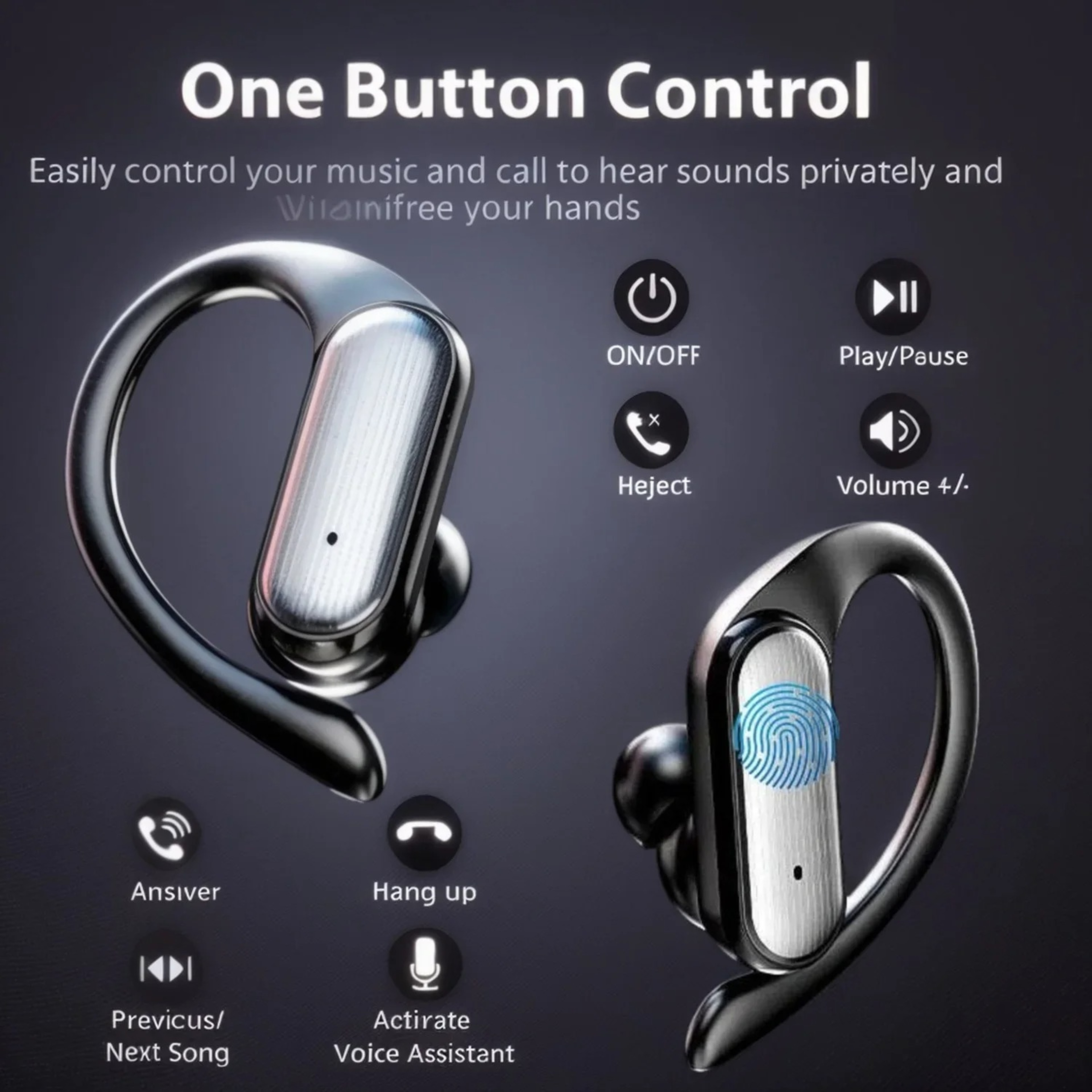 Ear Hook Wireless Bluetooth Earbuds Low Latency Gaming Stereo Earphones 2
