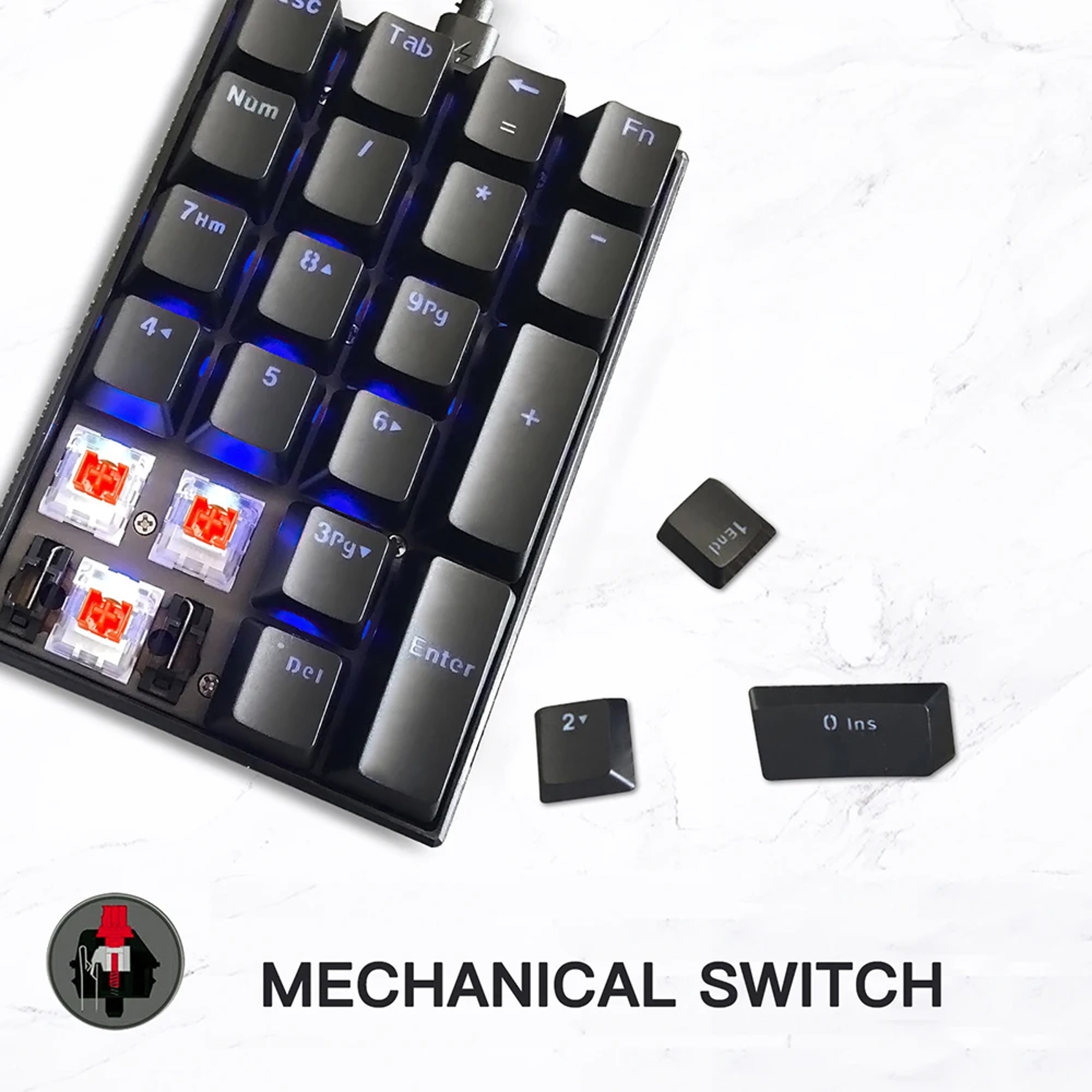 Mechanical Numeric Keypad Key USB Wired Backlit Numpad 4