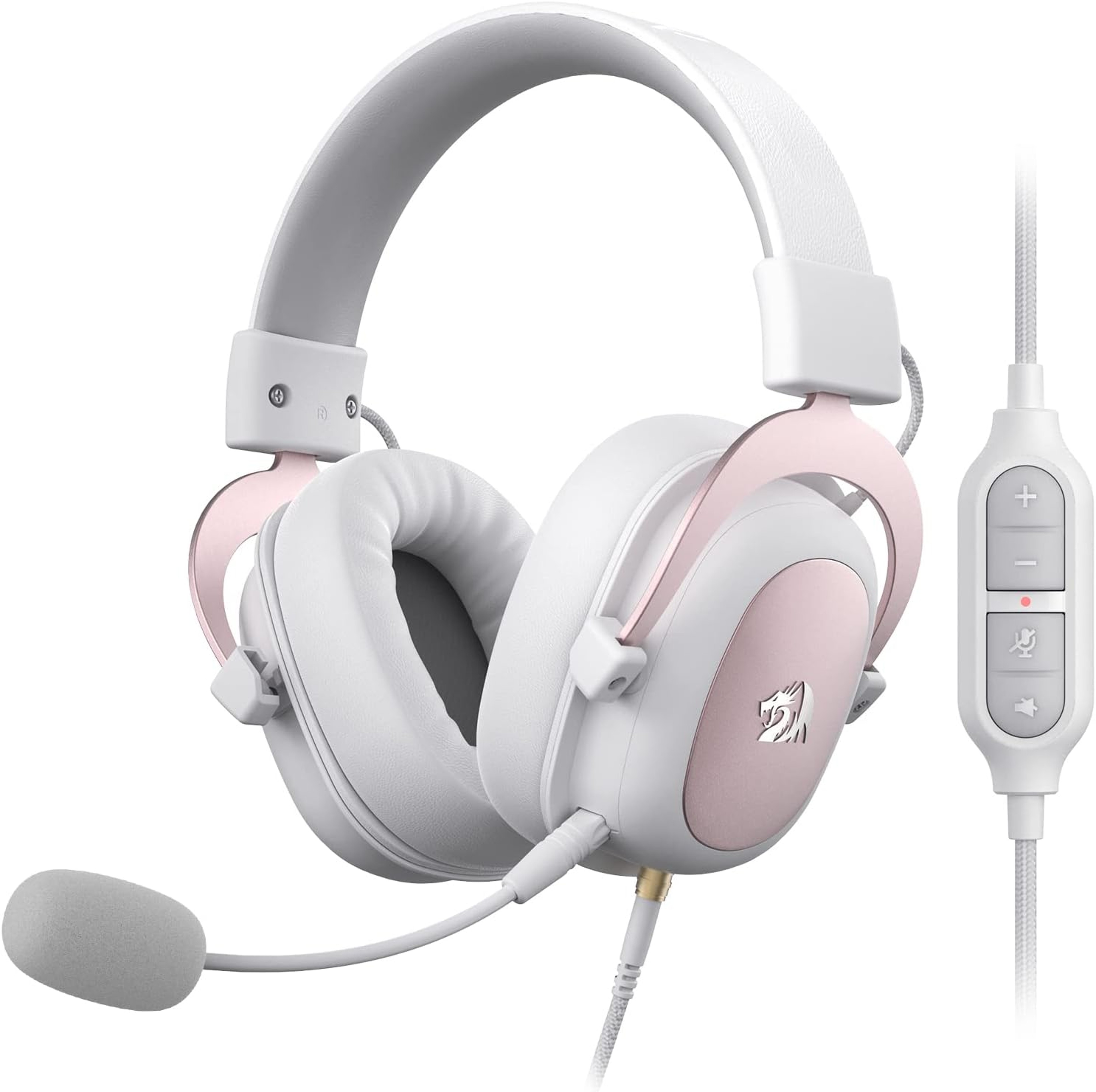 White Wired Gaming Headset With Surround Sound Drivers And Memory Foam 0