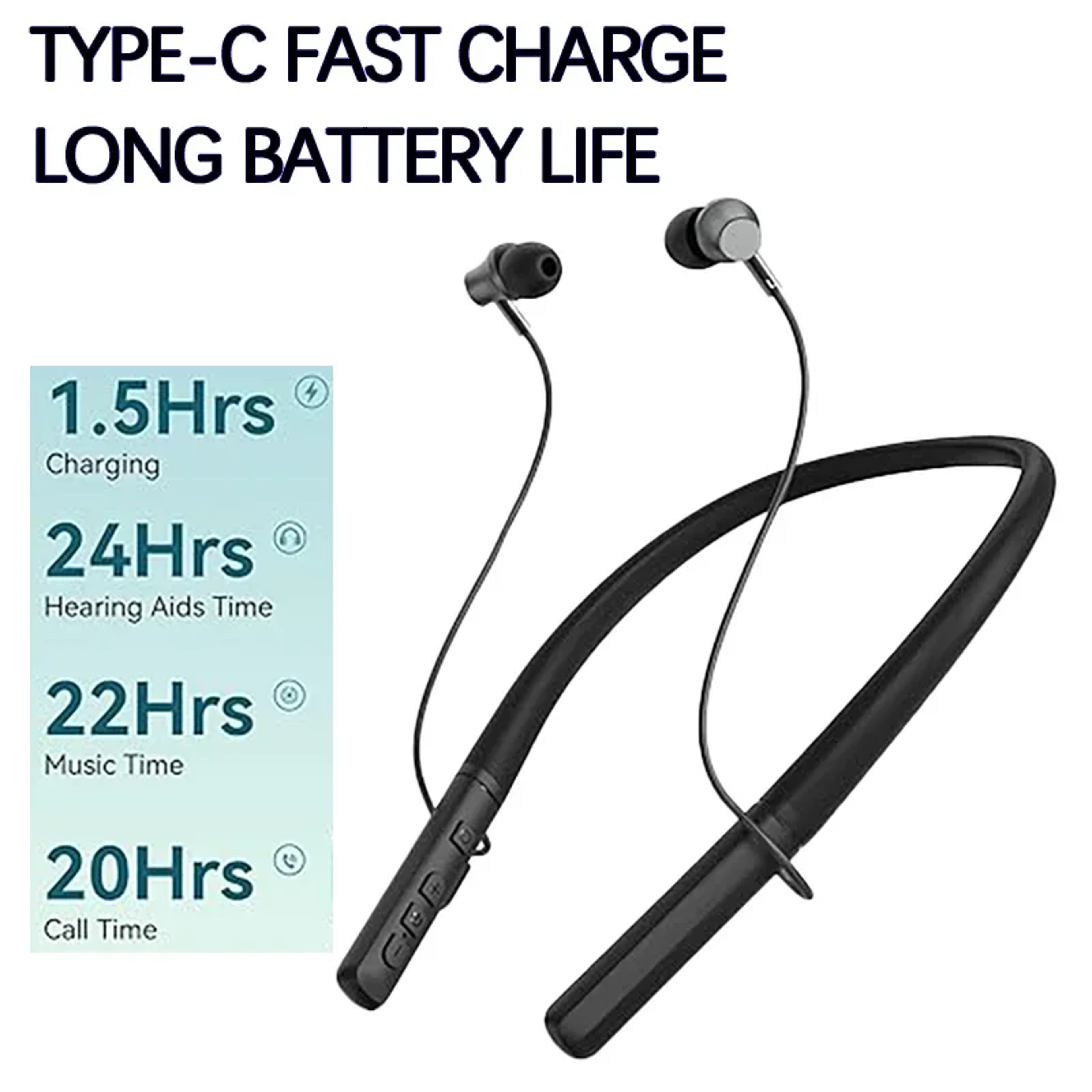 Bluetooth Neckband Hearing Amplifier Rechargeable Noise Reduction Headset For Seniors 4