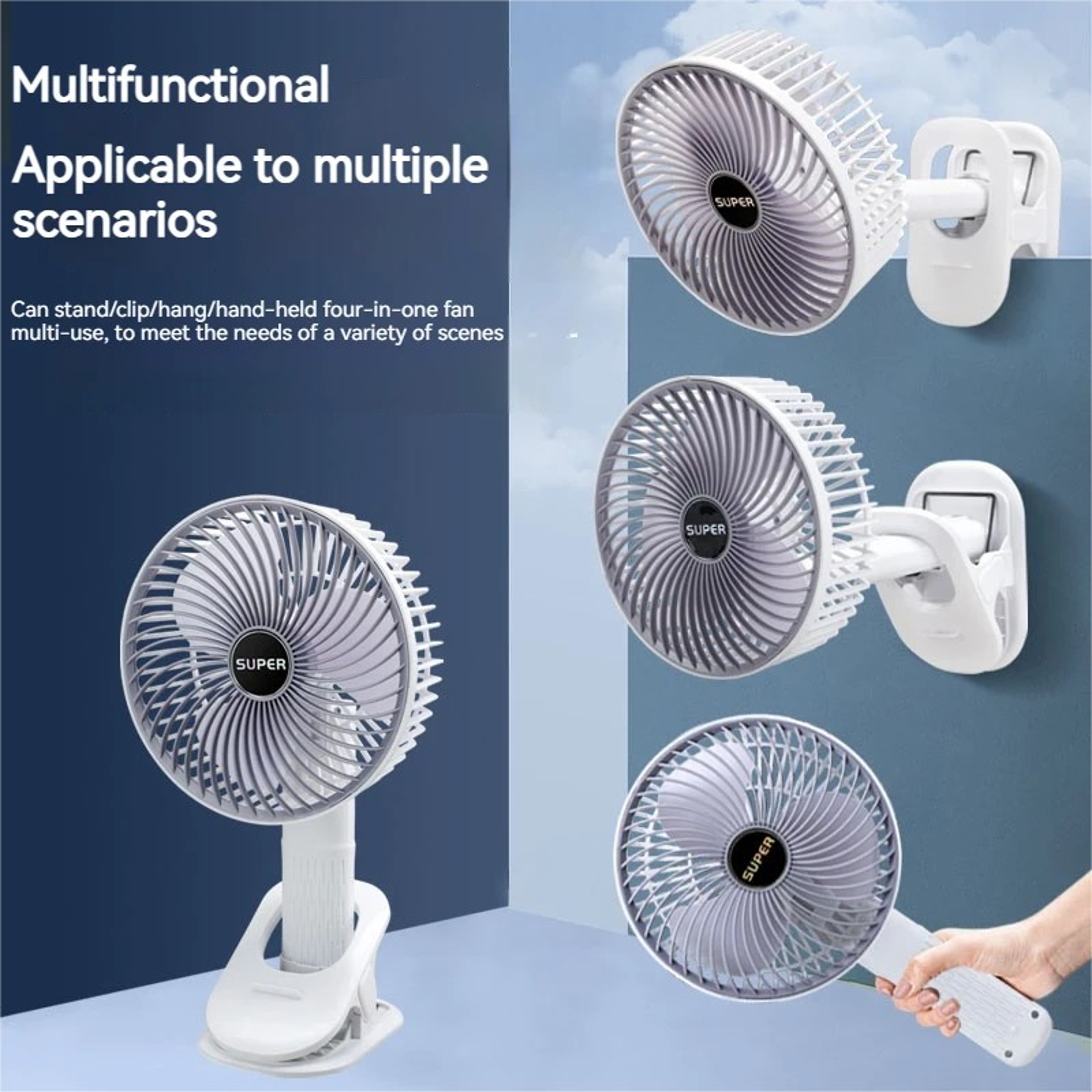 Speed Portable Clip Fan Rechargeable Desk And Camping Cooling Fan 1