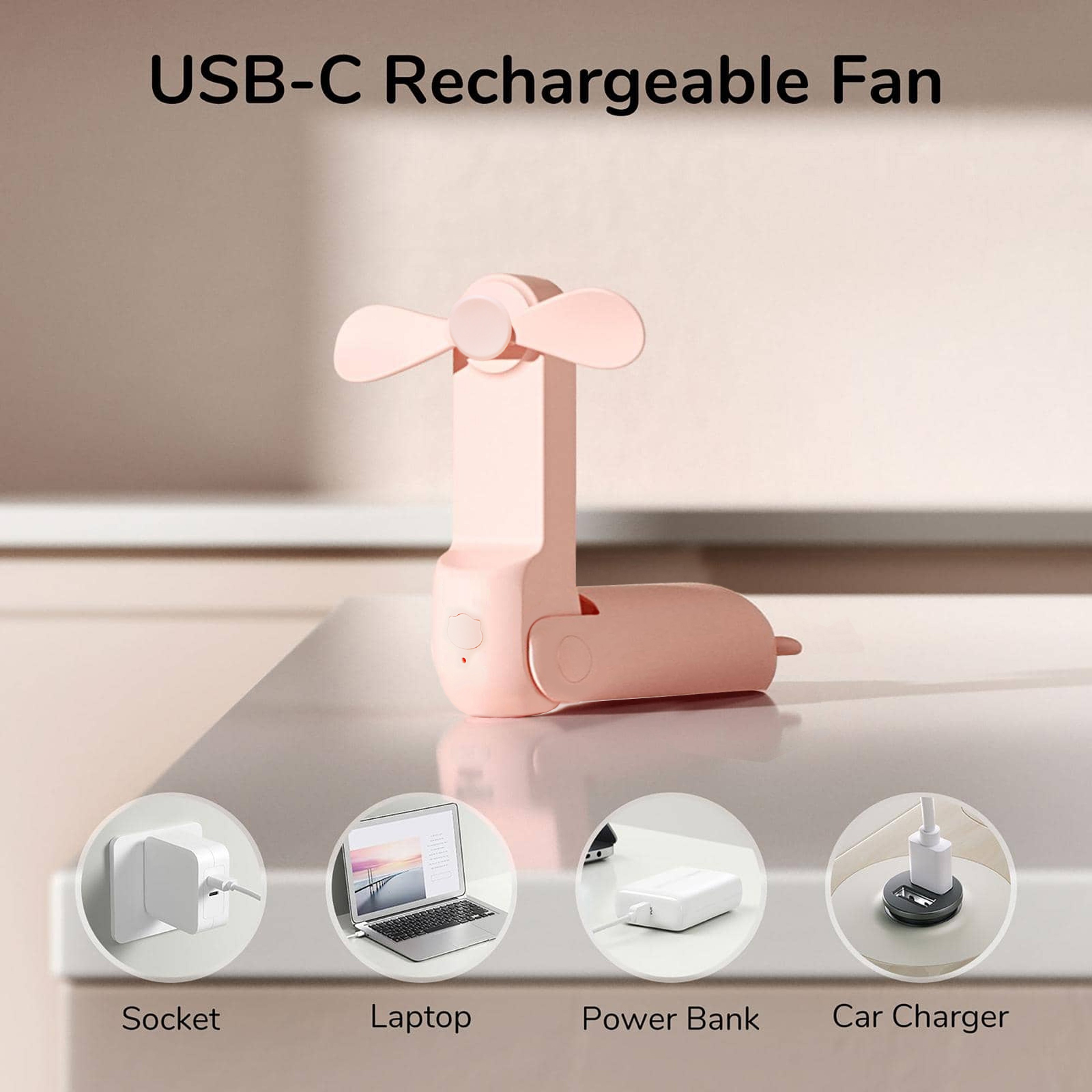 Foldable Portable Handheld Fan USB Rechargeable Mini Eyelash Travel Fan 5