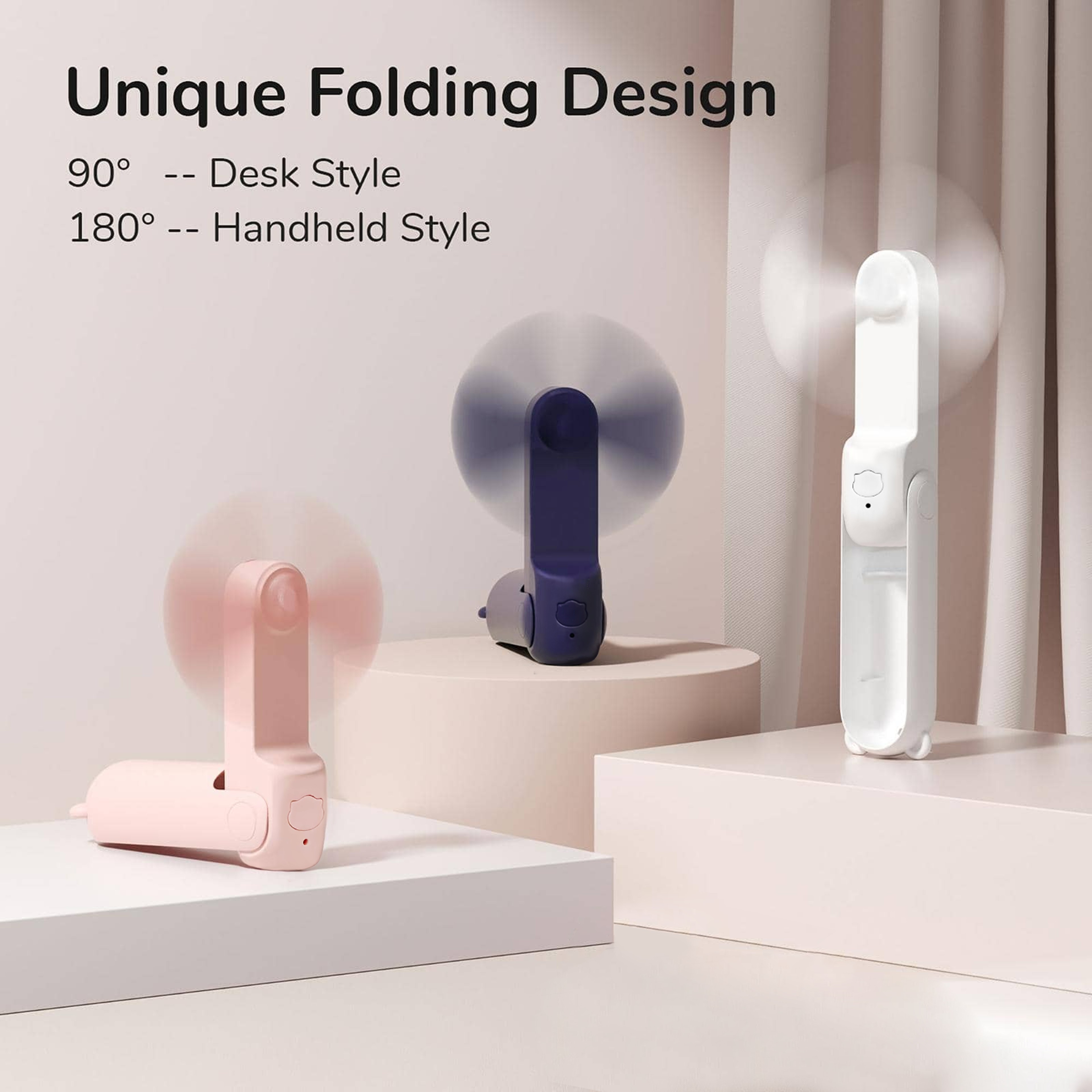 Foldable Portable Handheld Fan USB Rechargeable Mini Eyelash Travel Fan 6