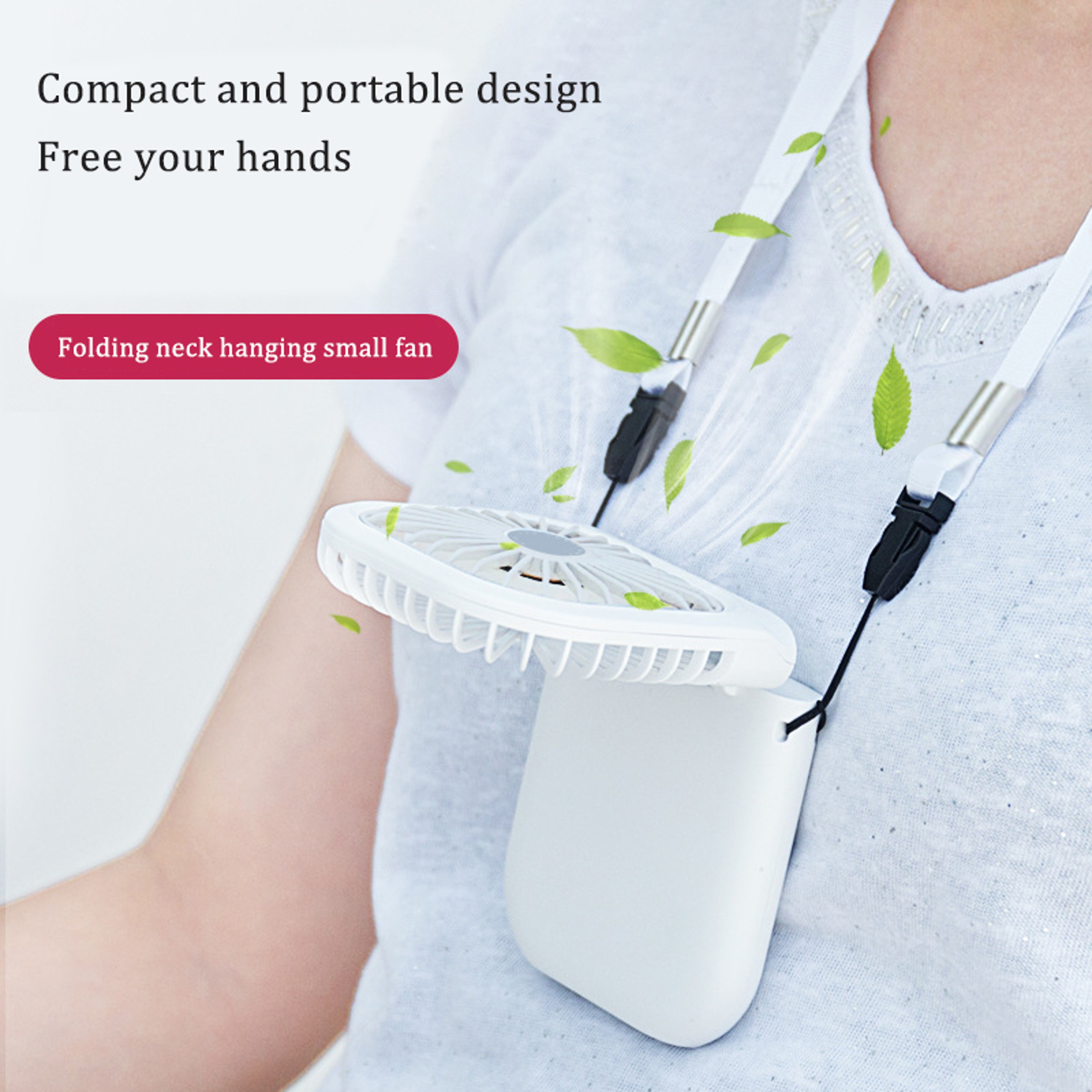 Mini Folding Portable Fan USB Rechargeable Handheld Neck And Desktop Fan 3