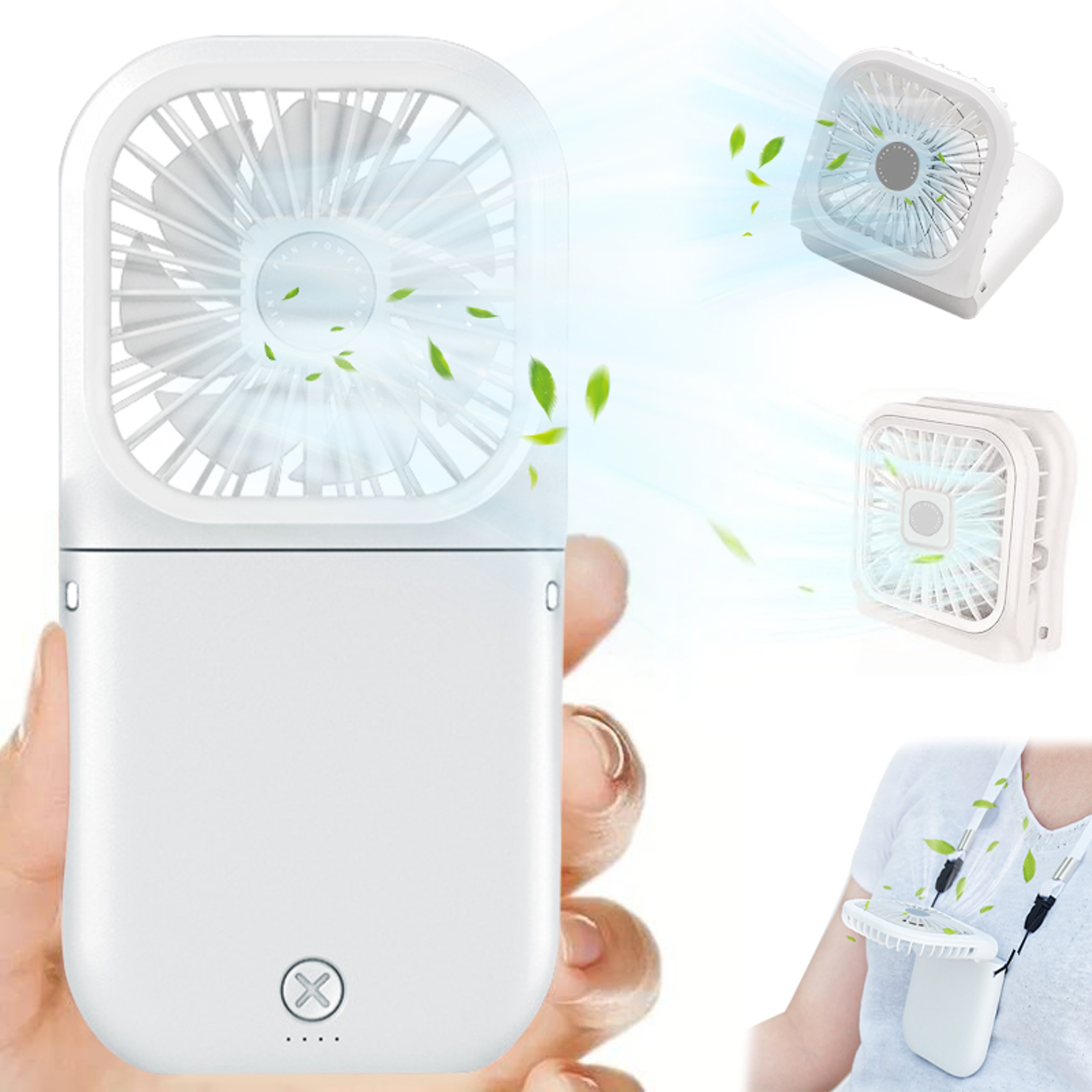 Mini Folding Portable Fan USB Rechargeable Handheld Neck And Desktop Fan 5