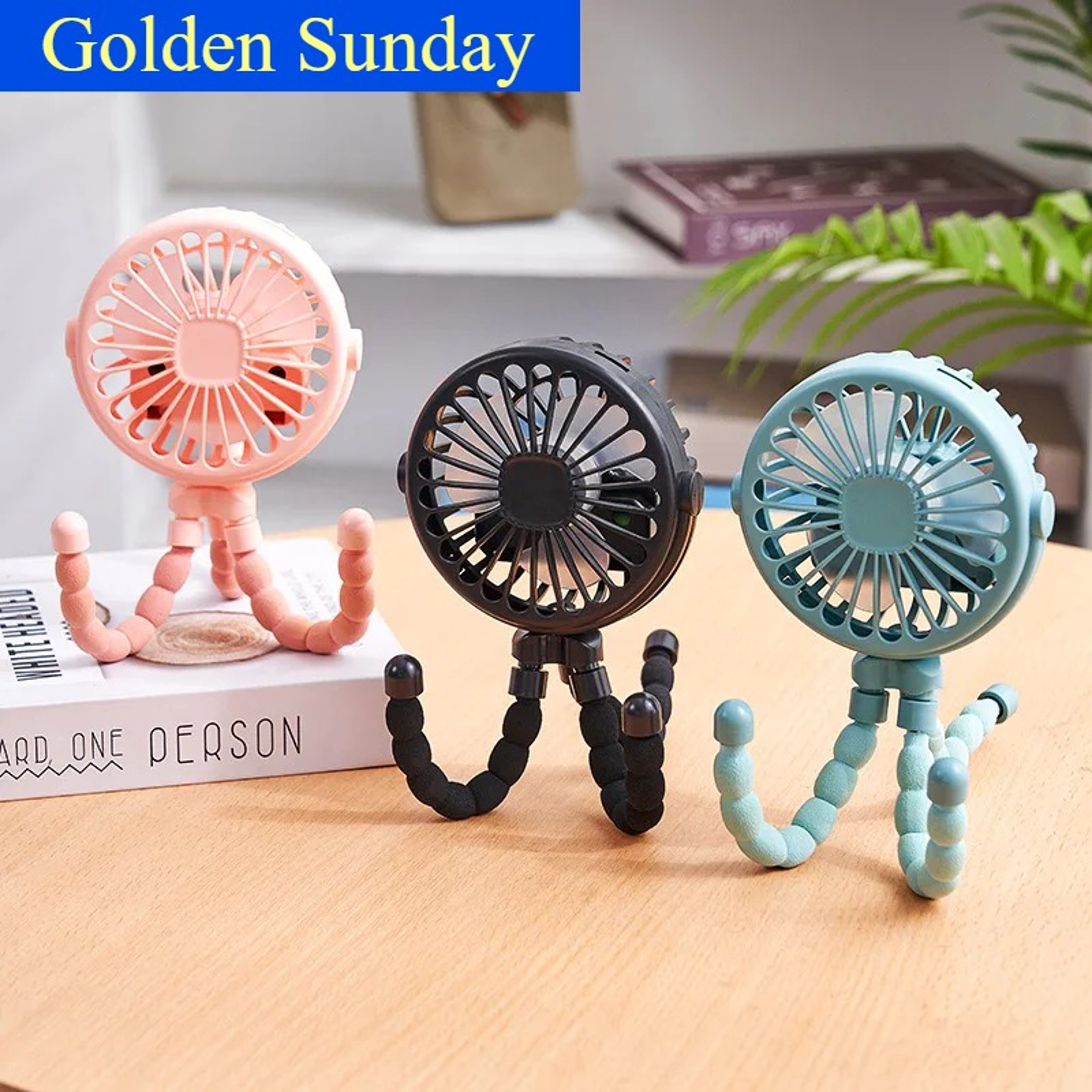 Stroller Fan Portable USB Rechargeable Fan With Flexible Tripod 1