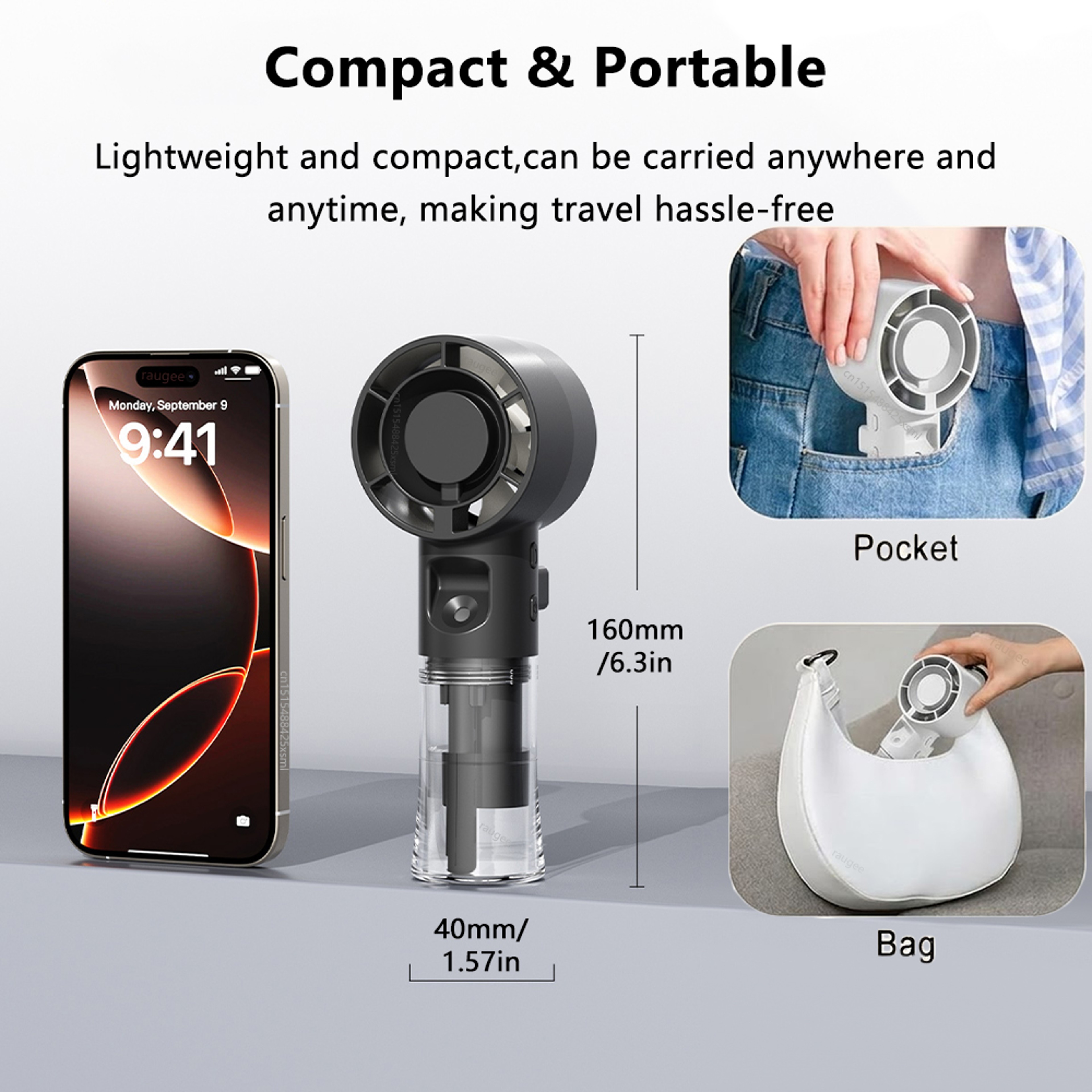 Portable Handheld Misting Fan Rechargeable Mini Spray Fan 6