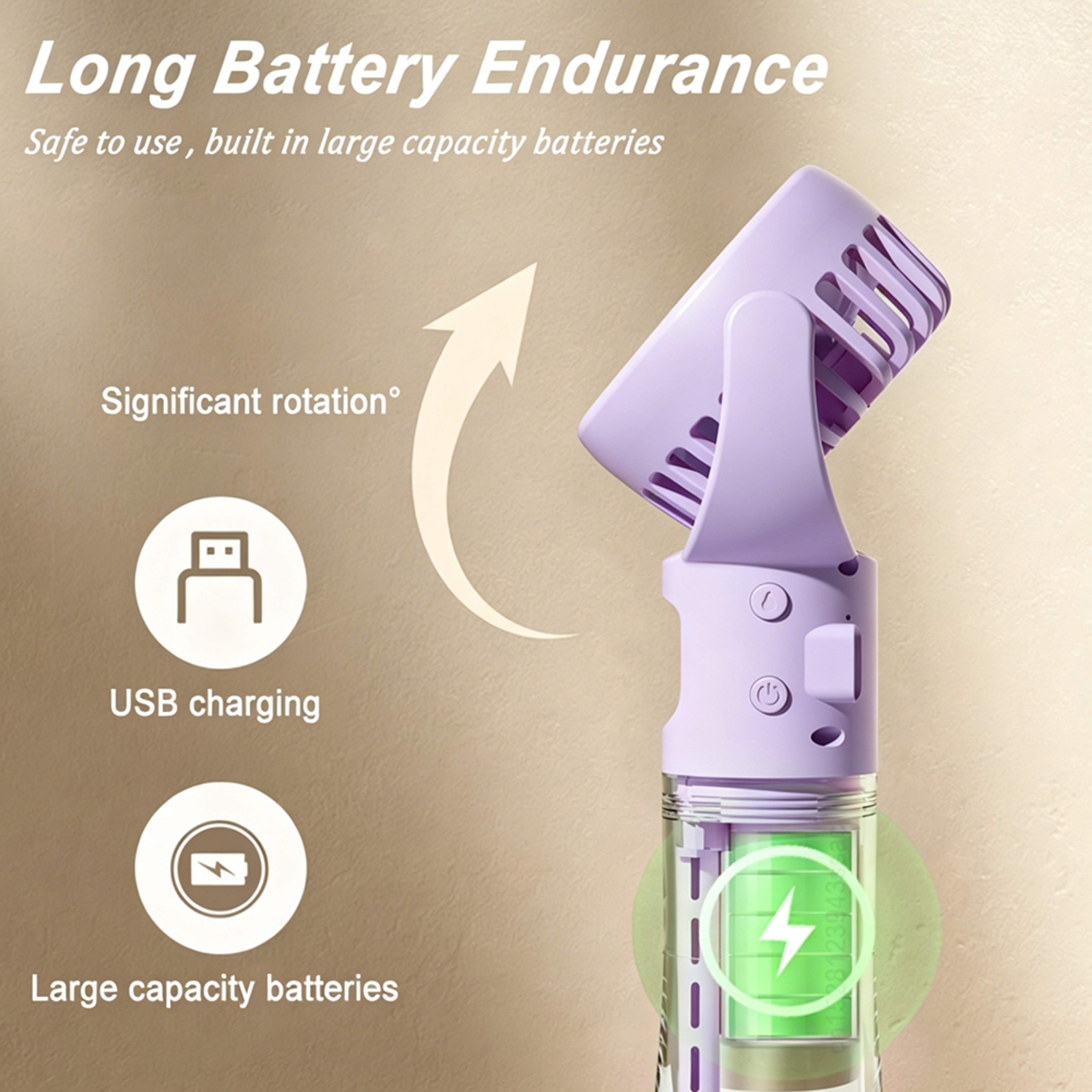 Portable Misting Handheld Fan USB Rechargeable Personal Cooling Fan 6