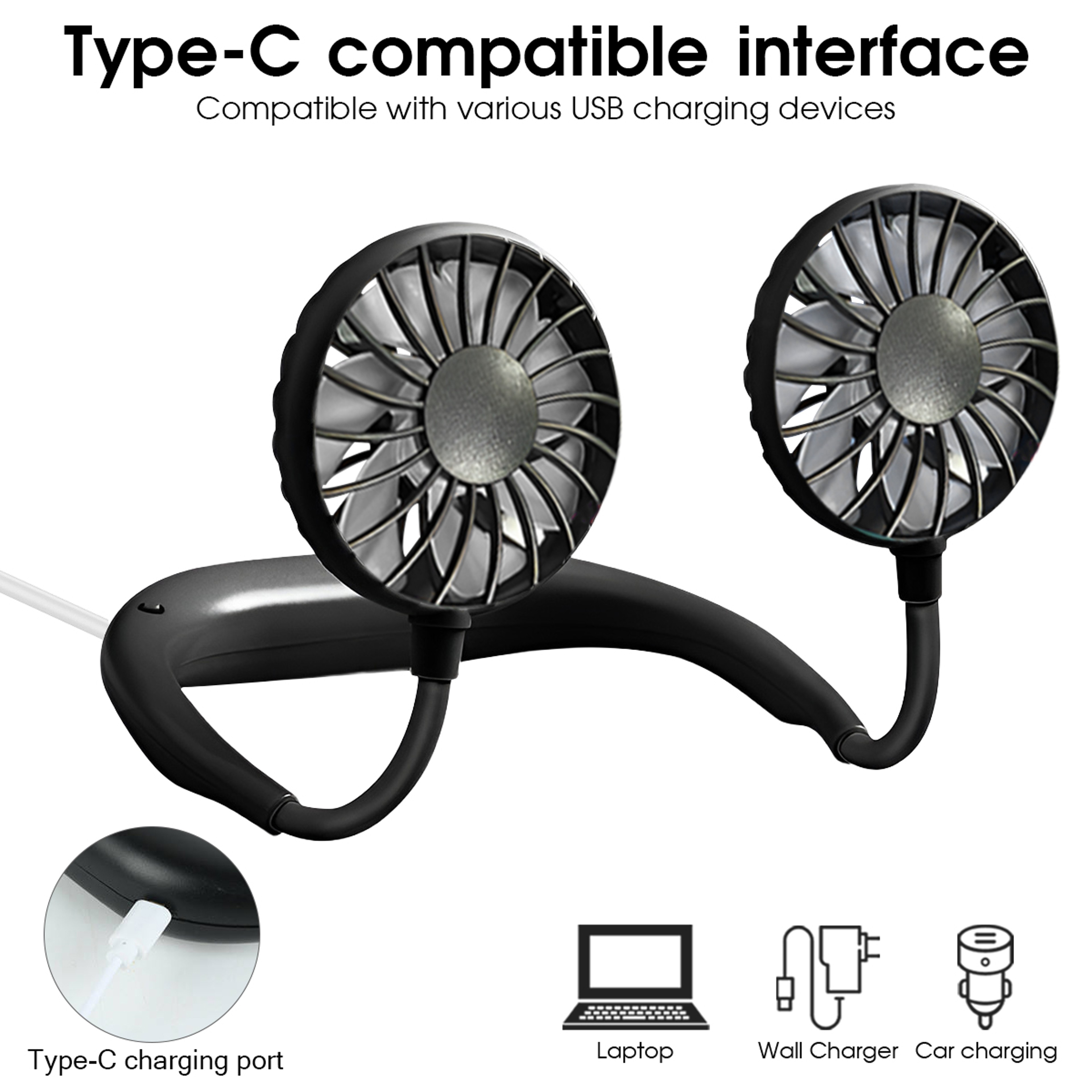 Rechargeable Neck Fan Speed Hands Free Portable Cooling Fan 14