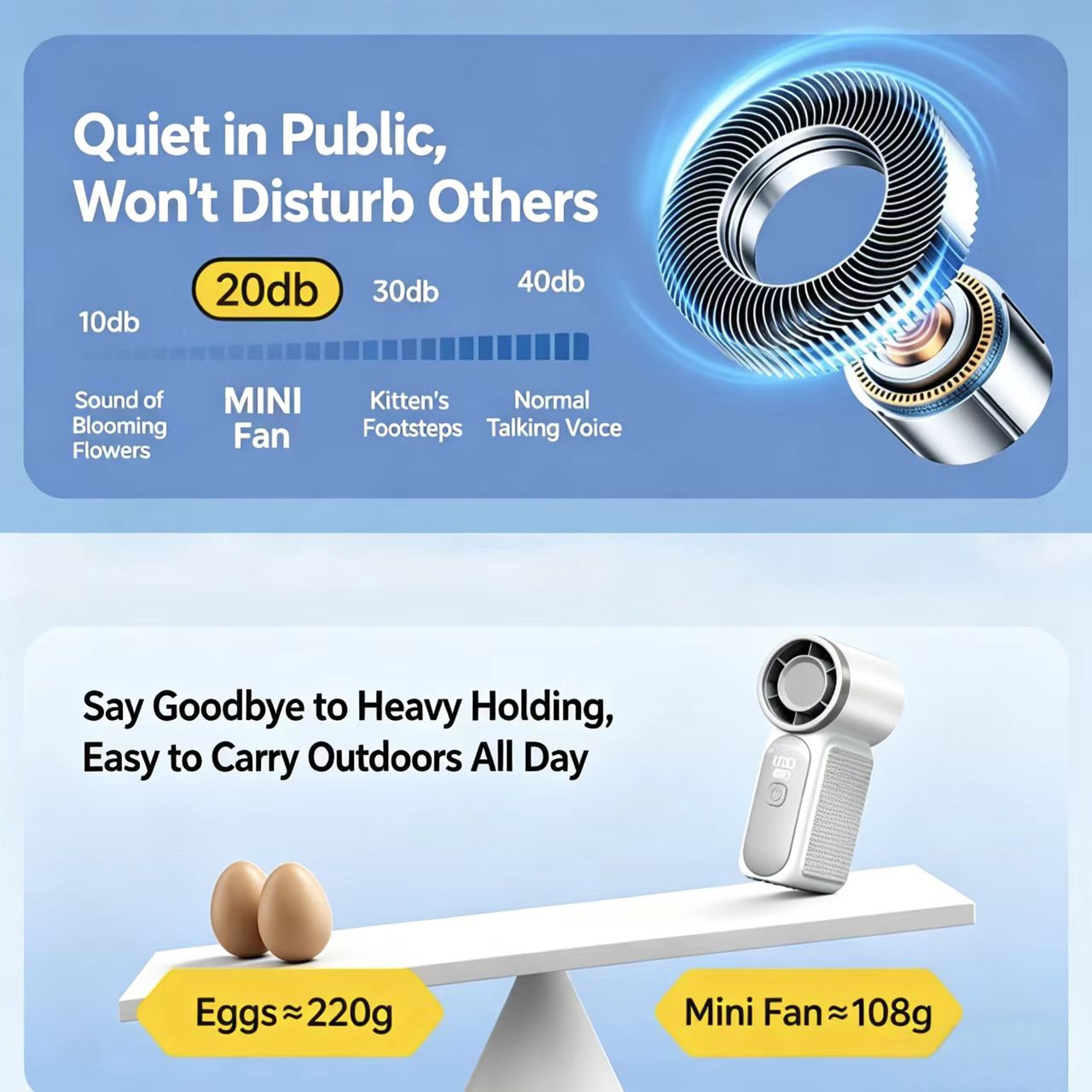 Portable Rechargeable Handheld Mini Fan Speed With Digital Display 1