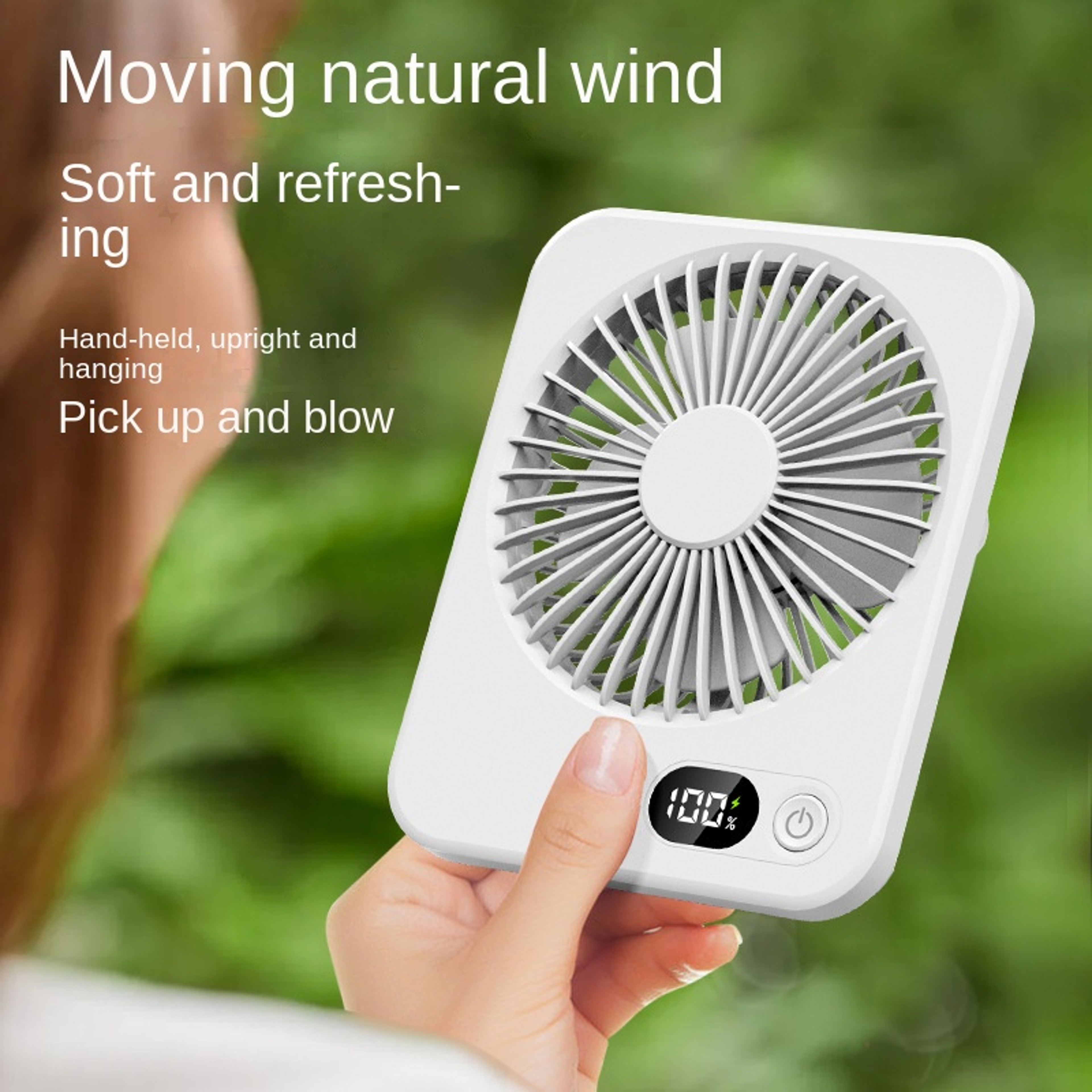 Portable Desk Fan USB Rechargeable Speed Quiet Folding Fan With Power Display 4