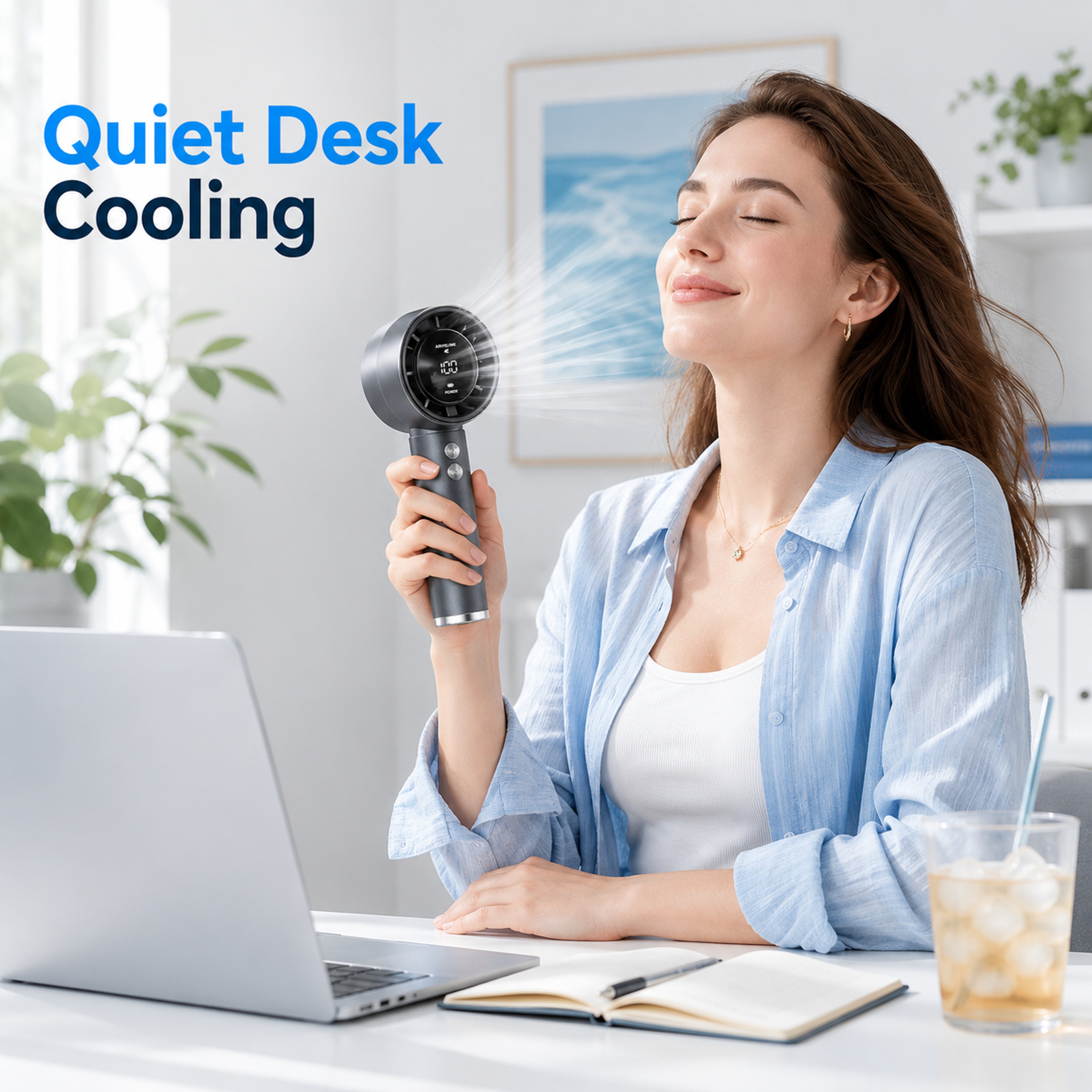 Speed Rechargeable Handheld Fan With LED Display 6