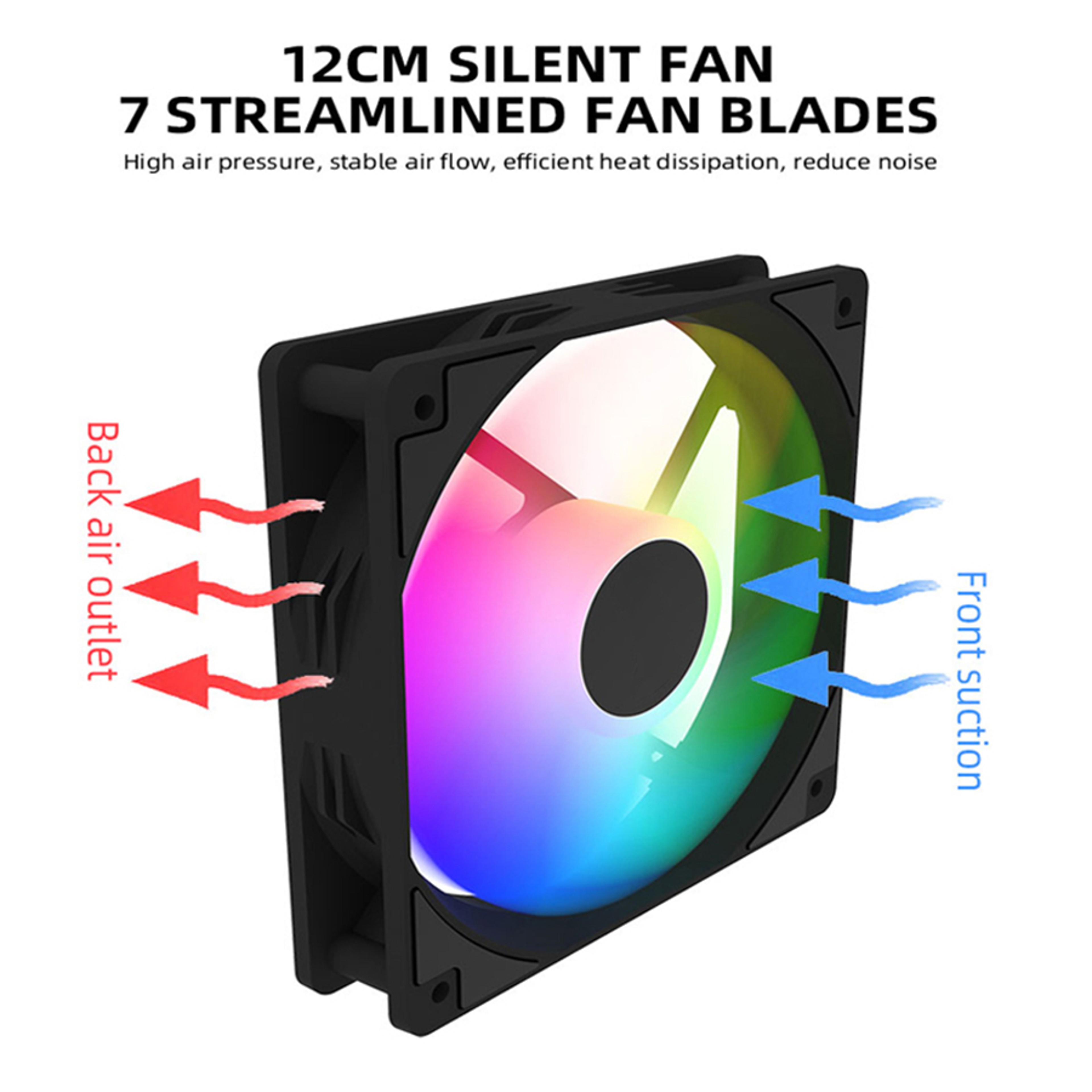 RGB PC Case Fan With Cyclic Mirror Light Desktop Cooling Fan 3