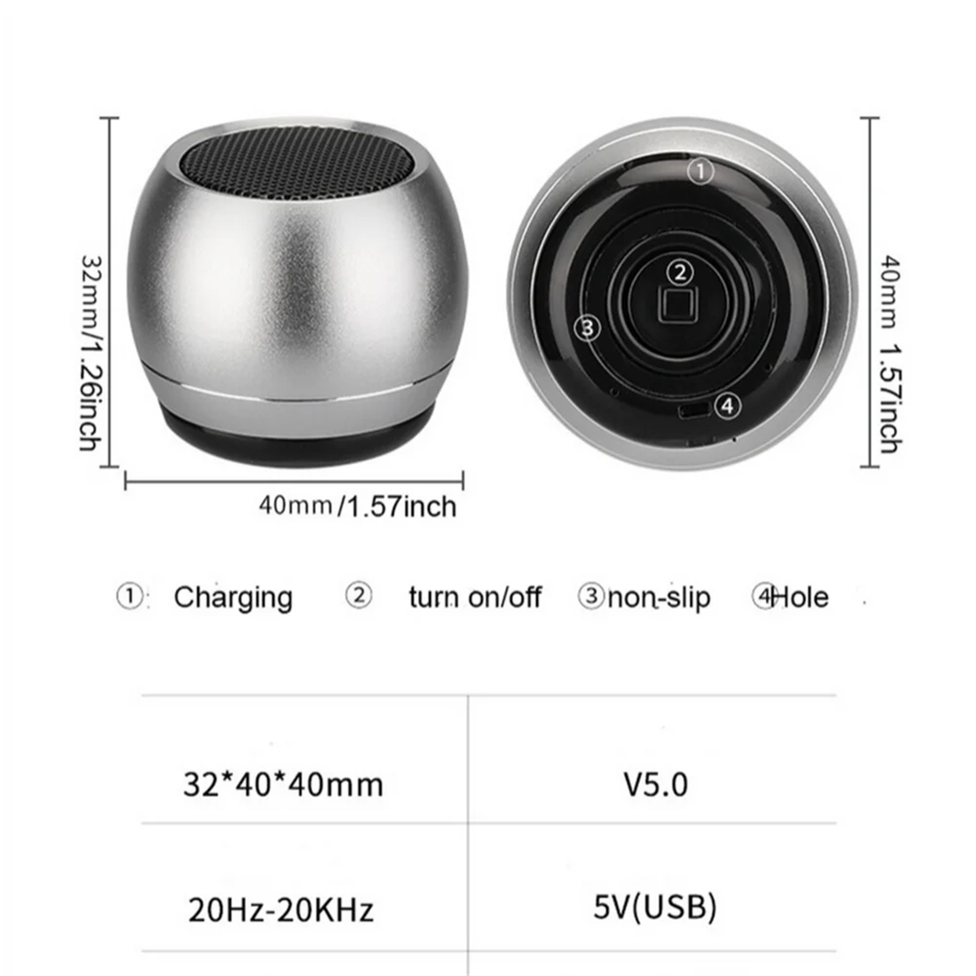 Mini Metal Bluetooth Speaker Portable Wireless Bass Speaker 4