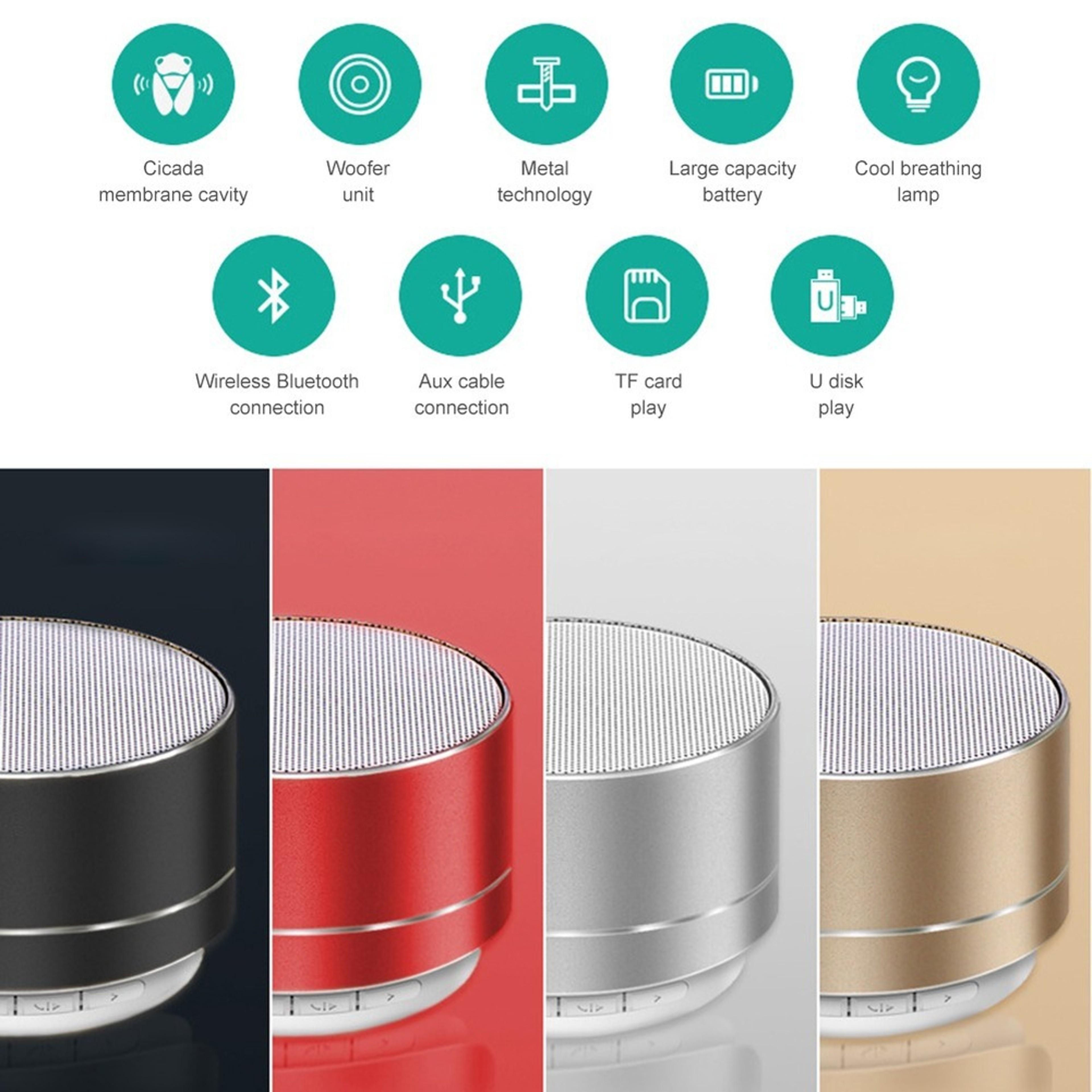Mini Bluetooth Speaker Portable Wireless Aluminum Alloy Speaker 2